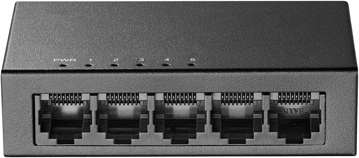 سوئیچ اترنت گیگابیتی 5 پورت Binardat، 5 پورت 100/1000 مگابیت بر ثانیه، بدنه فلزی مینی سایز، غیر مدیریتی، رومیزی/قابل نصب روی دیوار، Plug and Play