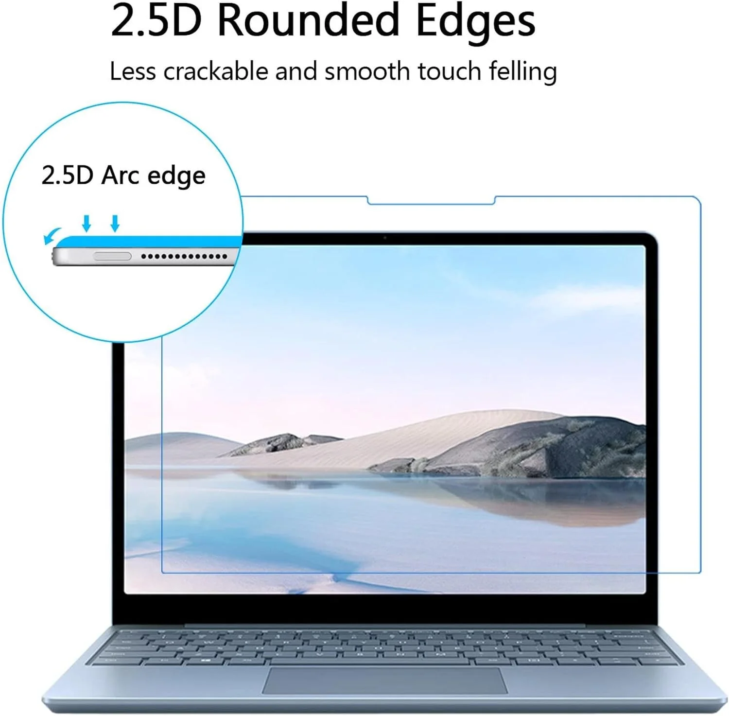 محافظ صفحه نمایش شیشه ای [بسته 2 عددی] MEGOO برای سرفیس لپ تاپ Go 3/2/1 12.4 اینچی، سختی 9H / واکنش پذیری بالا / حداکثر پوشش محافظتی (نسخه 2023)