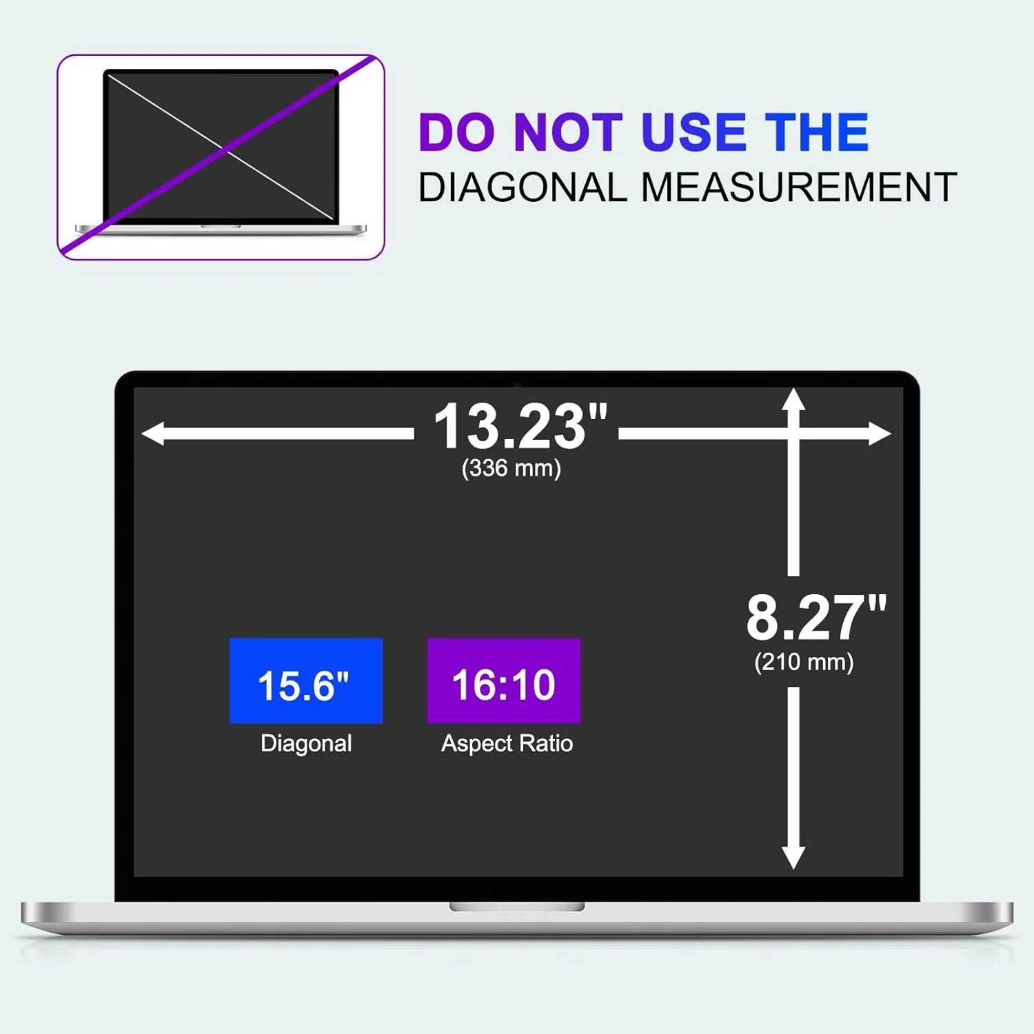 محافظ صفحه نمایش حریم خصوصی لپ تاپ 15.6 اینچی 16:10، ضد تابش نور و دید برای لپ تاپ های HP، Dell، Lenovo، Acer، ASUS و سایر لپ تاپ ها
