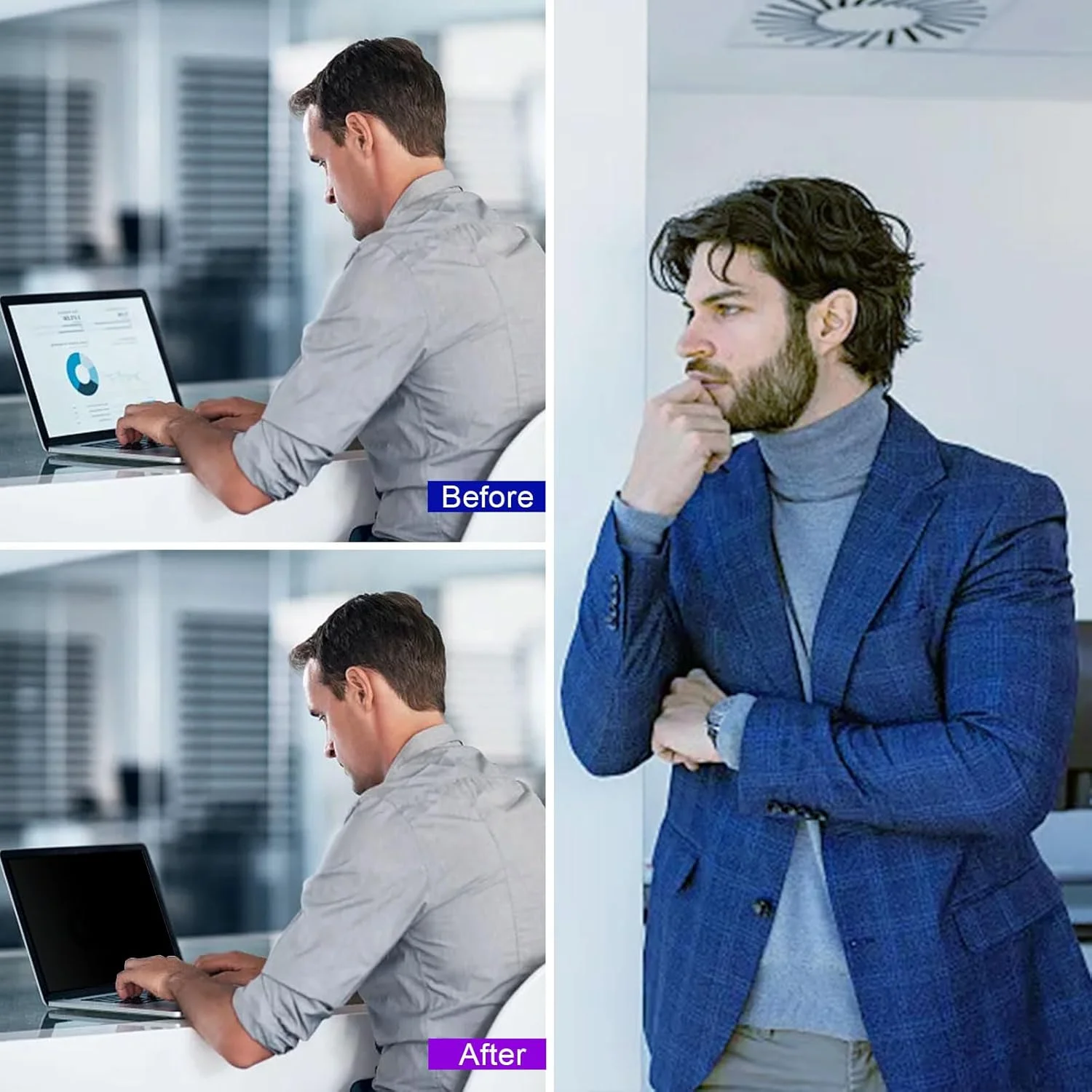 محافظ صفحه نمایش حریم خصوصی لپ تاپ 15.6 اینچی 16:10، ضد تابش نور و دید برای لپ تاپ های HP، Dell، Lenovo، Acer، ASUS و سایر لپ تاپ ها