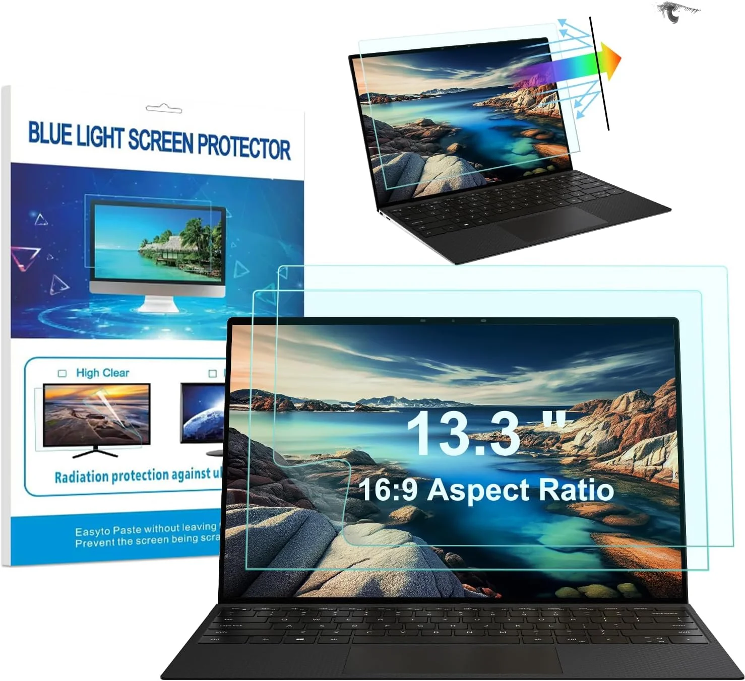 محافظ صفحه نمایش لپ تاپ 13.3 اینچی HaruYo، فیلتر ضد نور آبی مات ضد تابش نور برای لپ تاپ (13.3 اینچ 16:9 294 x 166 میلی متر)، 2 عدد