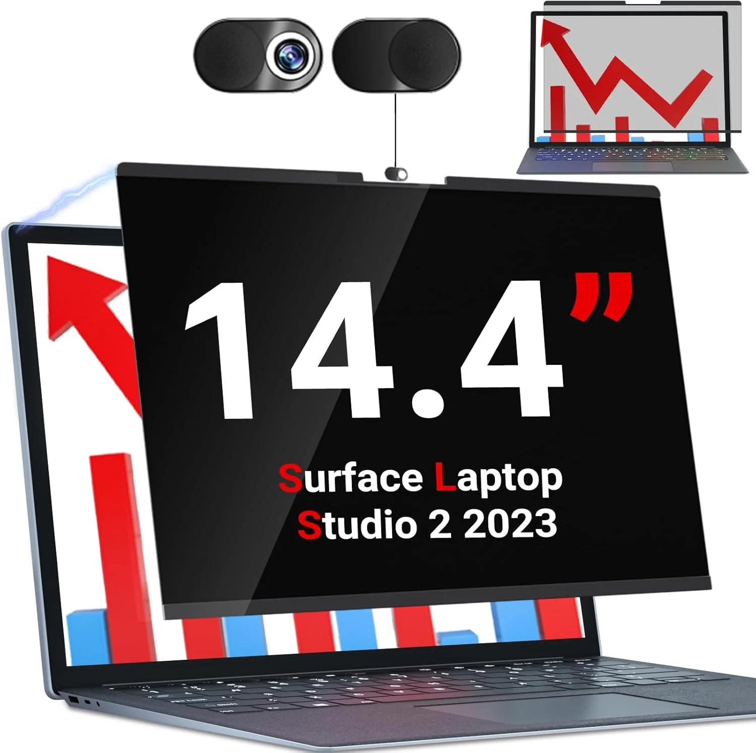 محافظ صفحه نمایش حریم خصوصی مغناطیسی ZOEGAA سازگار با Microsoft Surface Laptop Studio 14.4 اینچ