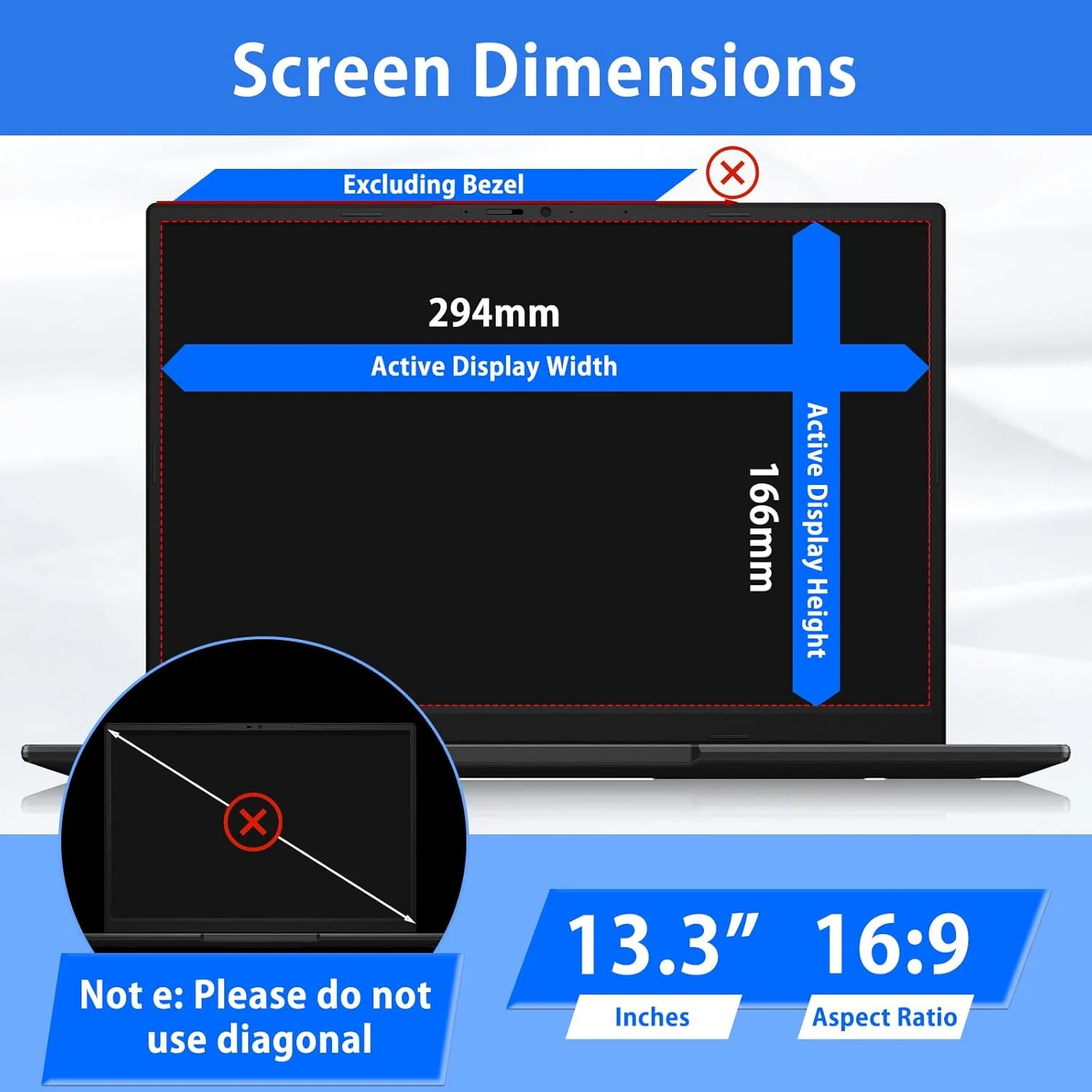 محافظ صفحه نمایش حریم خصوصی برای لپ تاپ 13.3 اینچی 16:9، محافظ صفحه نمایش قابل جابجایی، ضد اثر انگشت، ضد نور آبی و ضد تابش نور برای لنوو/اچ پی/دل/ایسر/ایسوس/سامسونگ/توشیبا