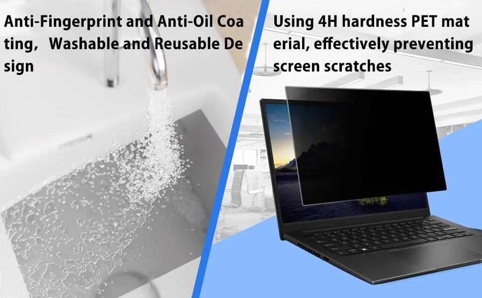 محافظ صفحه نمایش حریم خصوصی برای لپ تاپ 13.3 اینچی 16:9، محافظ صفحه نمایش قابل جابجایی، ضد اثر انگشت، ضد نور آبی و ضد تابش نور برای لنوو/اچ پی/دل/ایسر/ایسوس/سامسونگ/توشیبا