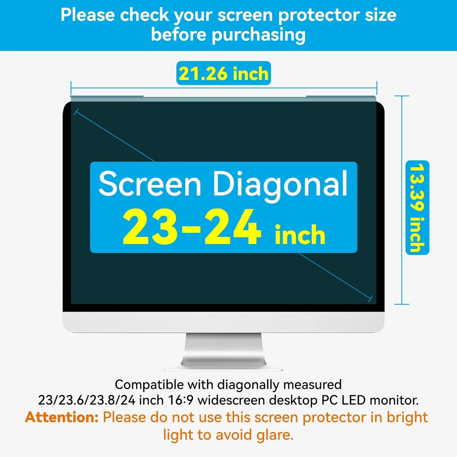محافظ صفحه نمایش حریم خصوصی مانیتور MOSISO سایز 23-24 اینچ، فیلتر نور آبی و محافظ UV برای مانیتورهای LED عریض 16:9 کامپیوترهای رومیزی (54x34 سانتی متر)
