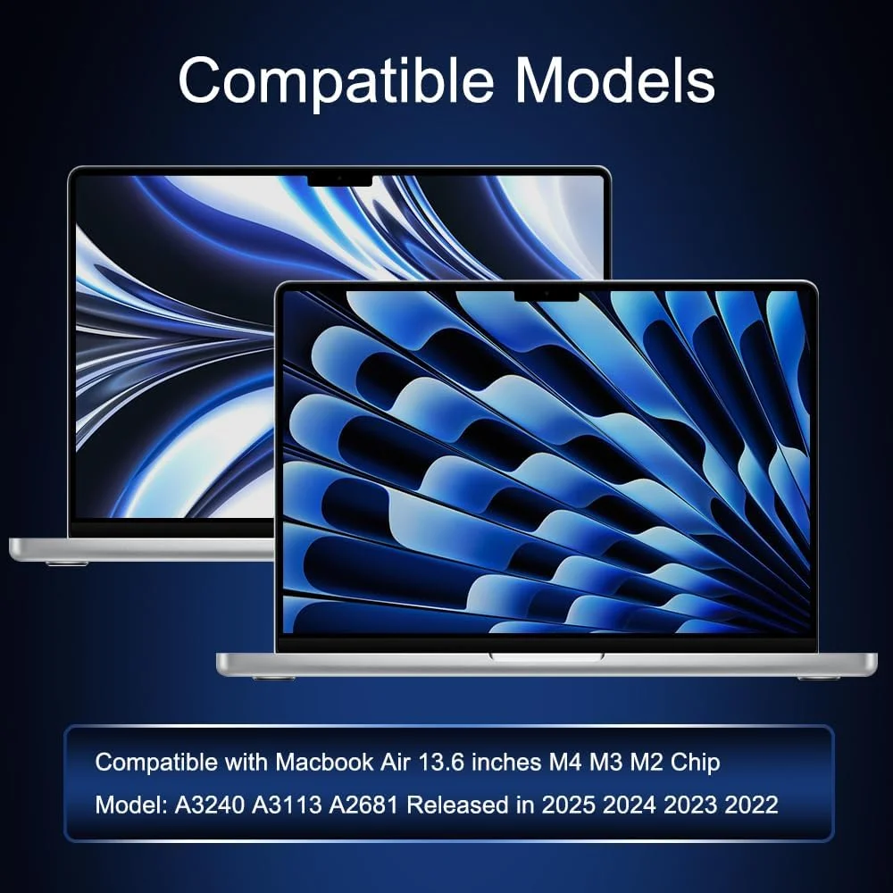 محافظ صفحه نمایش 2 عددی برای مک بوک ایر 15 اینچی تراشه M4 M3 M2 مدل A3241 A3114 A2941 2025-2022 سختی 5H ضد خش محافظ صفحه نمایش فیلتر ضد گرد و غبار لوازم جانبی