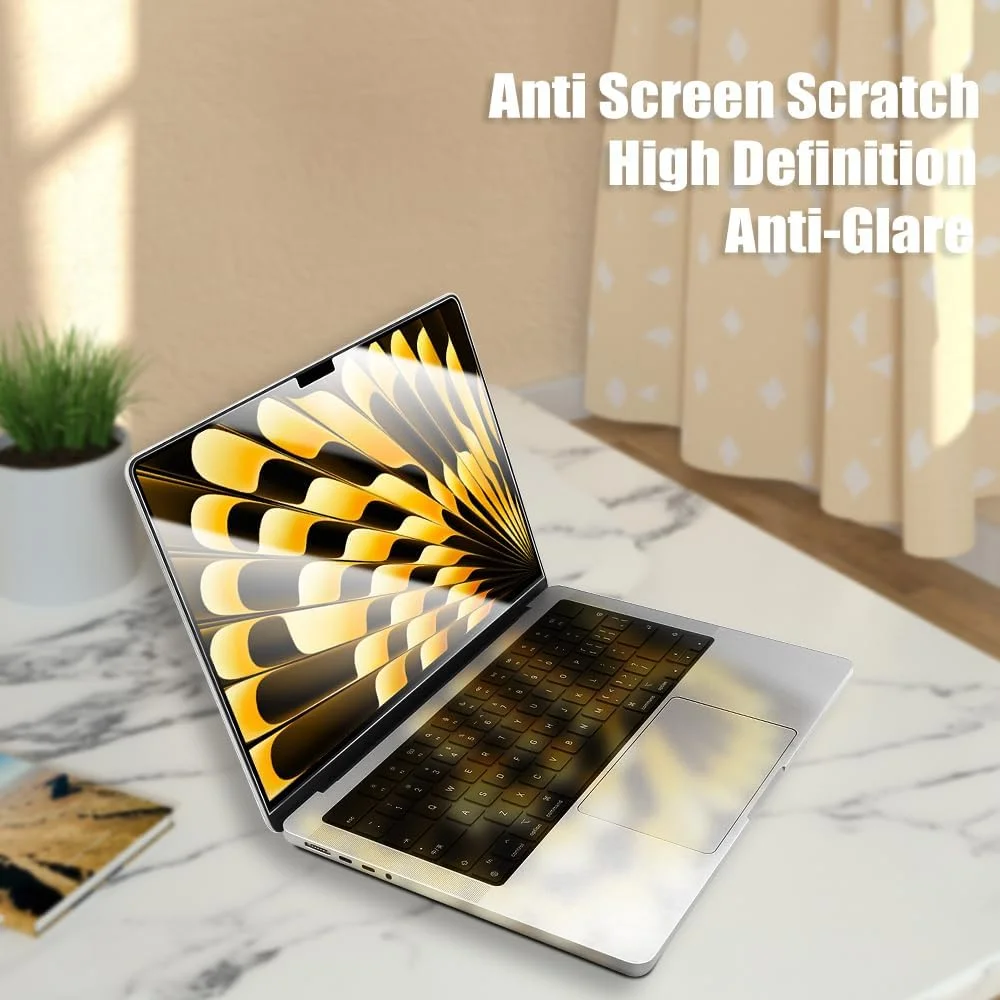 محافظ صفحه نمایش 2 عددی برای مک بوک ایر 15 اینچی تراشه M4 M3 M2 مدل A3241 A3114 A2941 2025-2022 سختی 5H ضد خش محافظ صفحه نمایش فیلتر ضد گرد و غبار لوازم جانبی