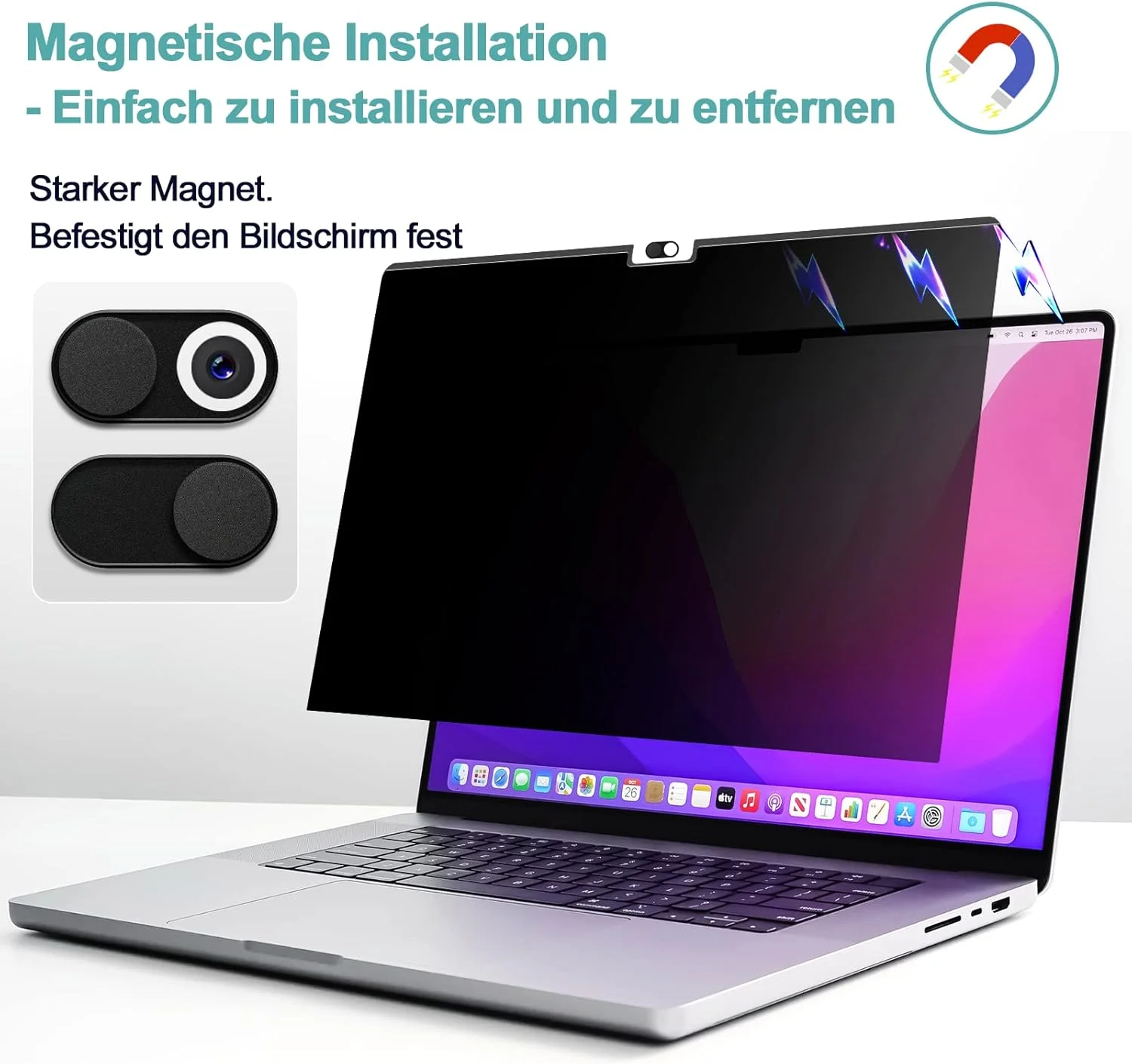 محافظ صفحه نمایش مغناطیسی حریم خصوصی IPROKKO برای مک بوک پرو 13 اینچ (2016-2022,M1,M2) و مک بوک ایر 13 (2018-2021,M1)، ضد تابش نور آبی قابل جابجایی برای لپ تاپ 13.3 اینچی