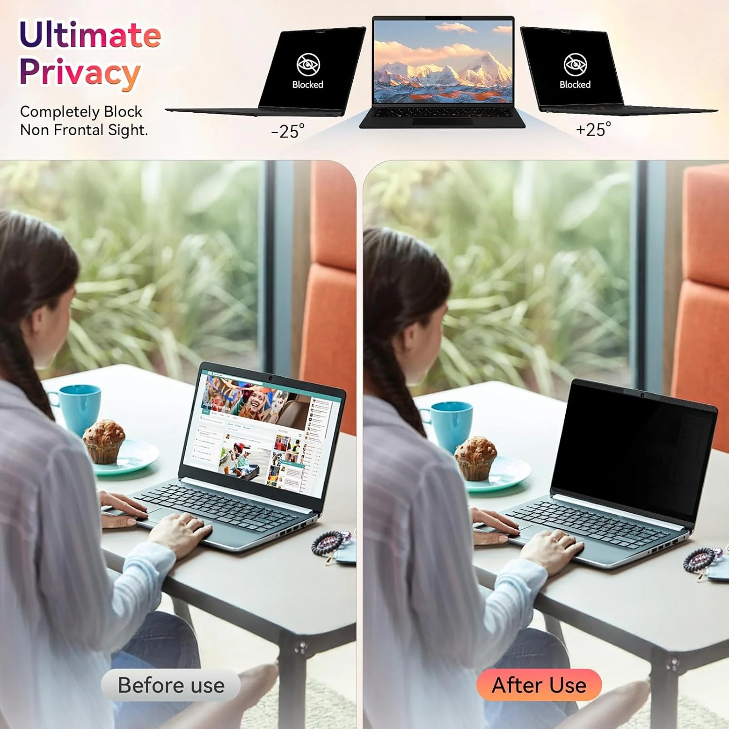 محافظ حریم خصوصی مغناطیسی برای لپ تاپ 15 اینچی مایکروسافت سرفیس 6/5/4/3/2/1، صفحه نمایش حریم خصوصی لپ تاپ ضد تابش نور آبی قابل جابجایی، محافظ خصوصی امنیتی مشکی