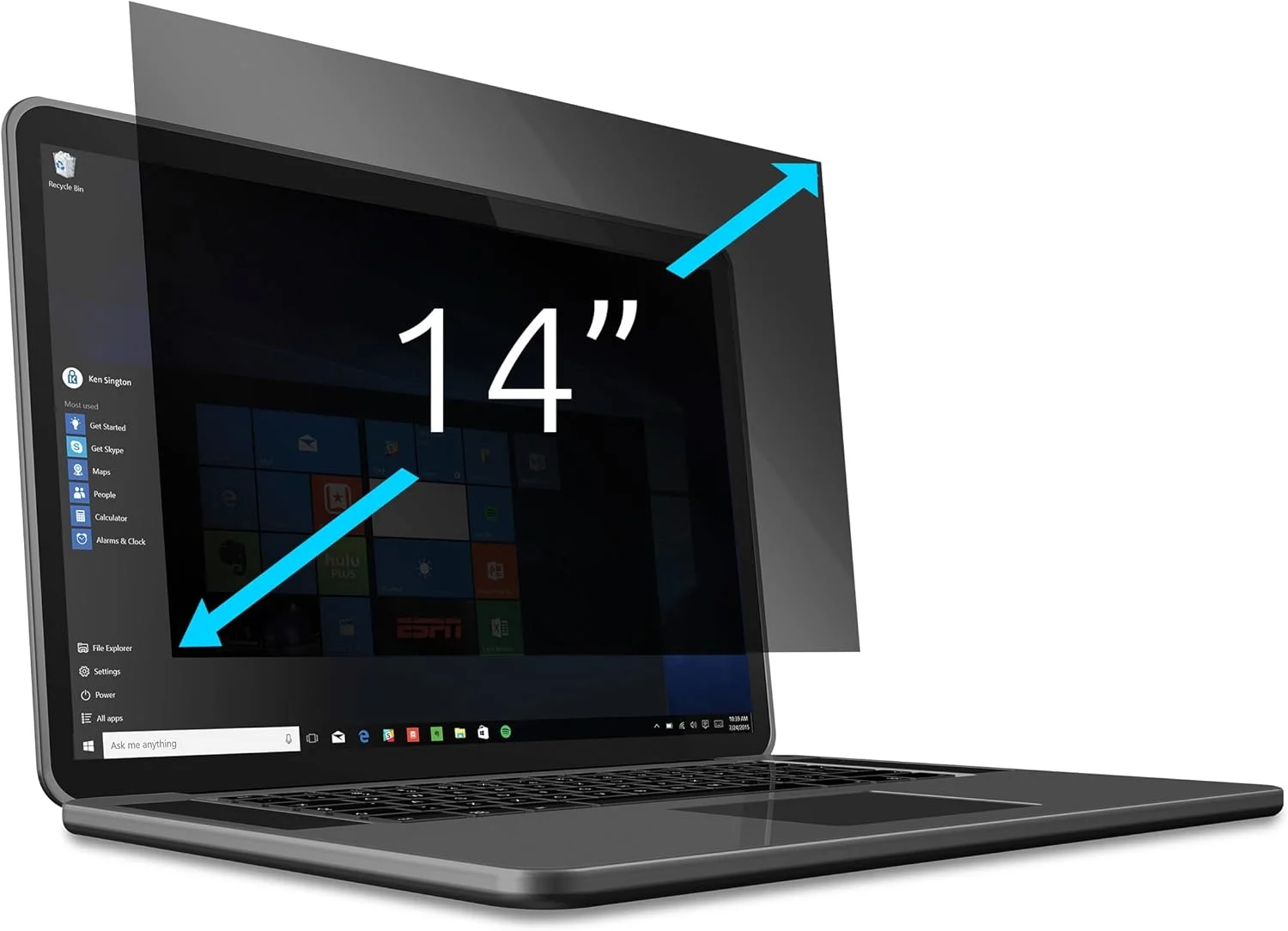 محافظ صفحه نمایش لپ تاپ Kensington، فیلم محافظ قابل جابجایی برای لپ تاپ/تبلت های 14 اینچی 16:9، پوشش ضد تابش، قابل استفاده در هر دو طرف، فیلتر نور آبی برای جلوگیری از خستگی چشم (628333)