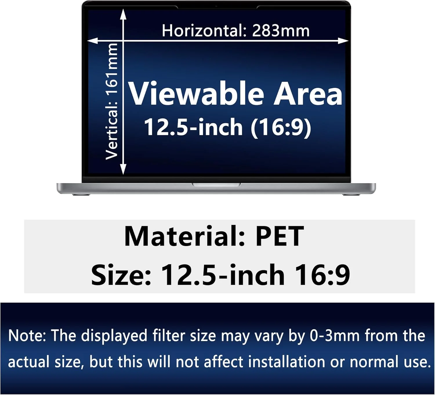 محافظ صفحه نمایش مغناطیسی لپ تاپ 12.5 اینچی 16:9، ضد نور آبی، ضد تابش، ضد خش، قابل استفاده از دو طرف، محافظ صفحه نمایش لپ تاپ قابل جدا شدن (12.5 اینچ 16:9 - 283 x 166 میلی متر)