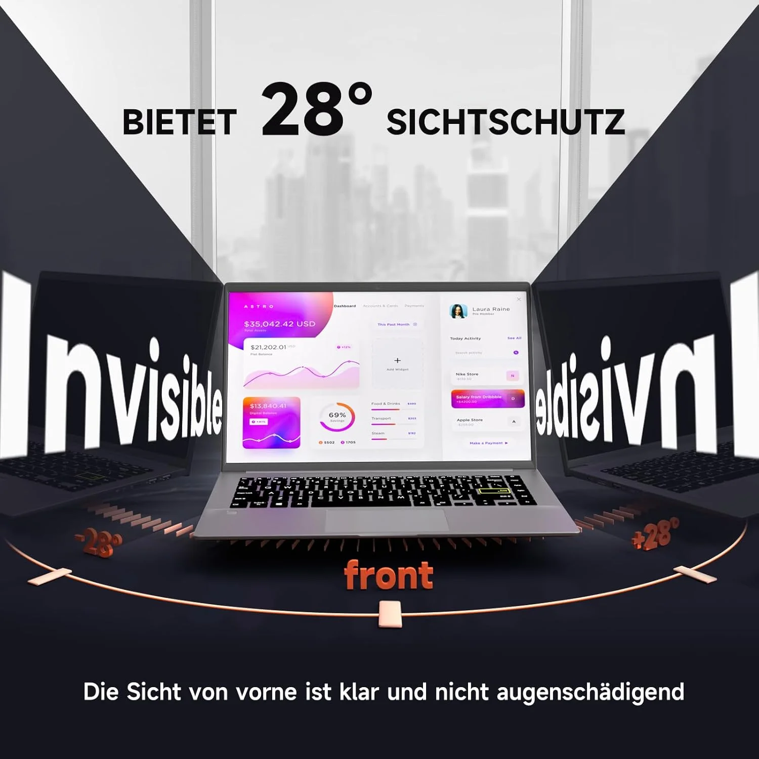محافظ صفحه نمایش لپ تاپ مامول، فیلتر حریم خصوصی قابل جابجایی ضد نور آبی و ضد تابش نور، محافظ صفحه نمایش برای لنوو/اچ پی/دل/ایسر/سامسونگ/ایسوس/توشیبا (لپ تاپ 16 اینچ - 16:10)