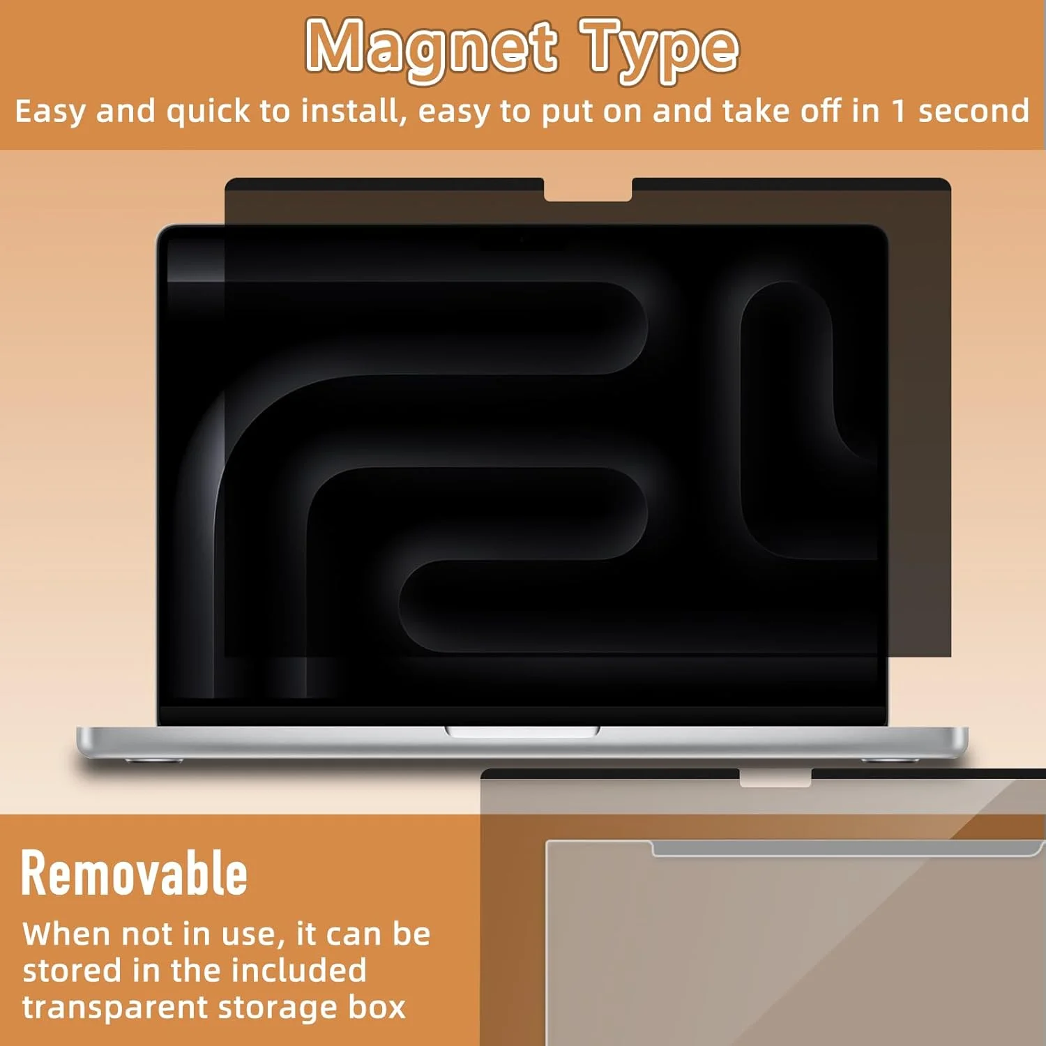 محافظ حریم خصوصی مغناطیسی برای مک بوک ایر 15 اینچ 2023-2025 (تراشه M4/M3/M2)، ضد اثر انگشت، محافظ صفحه نمایش PET، ضد نور آبی قابل جابجایی