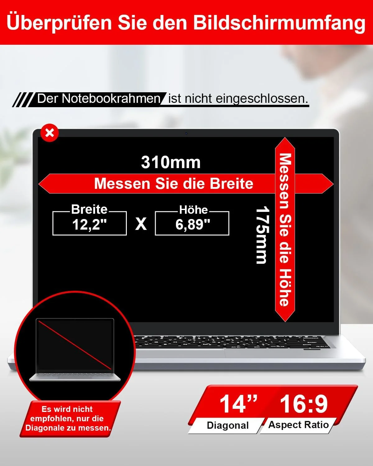 محافظ صفحه نمایش 360 درجه لپ تاپ 14 اینچ 16:9، محافظ حریم خصوصی چهار طرفه 14 اینچ، ضد نور آبی و ضد تابش نور صفحه نمایش لپ تاپ برای لنوو، اچ پی، دل، ایسر، ایسوس