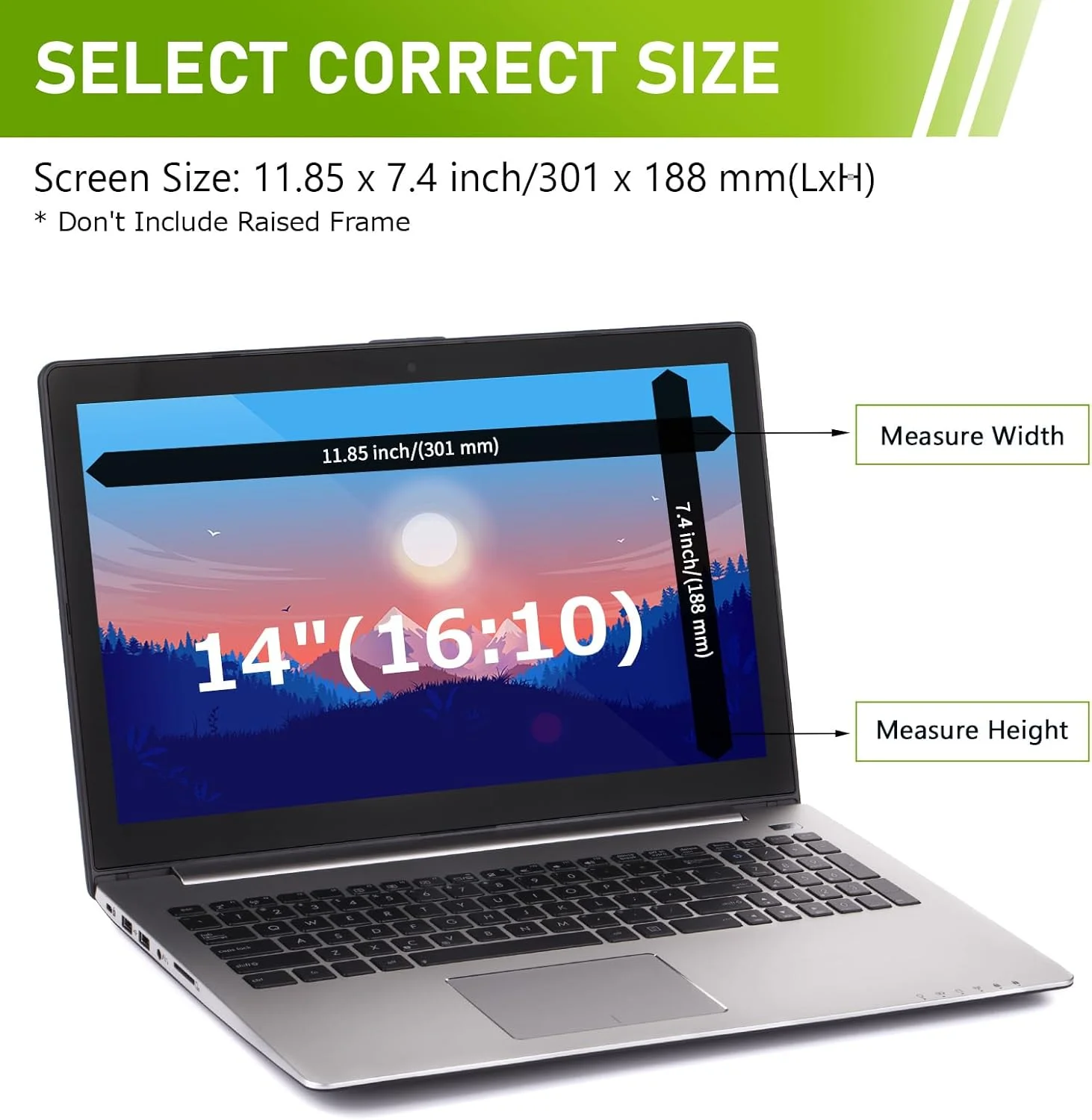 محافظ صفحه نمایش حریم خصوصی LAMA برای لپ تاپ 14 اینچی، فیلتر محافظ صفحه نمایش لپ تاپ با محافظ حریم خصوصی، ضد نور آبی و ضد تابش نور 16:10 (301 x 188 mm)