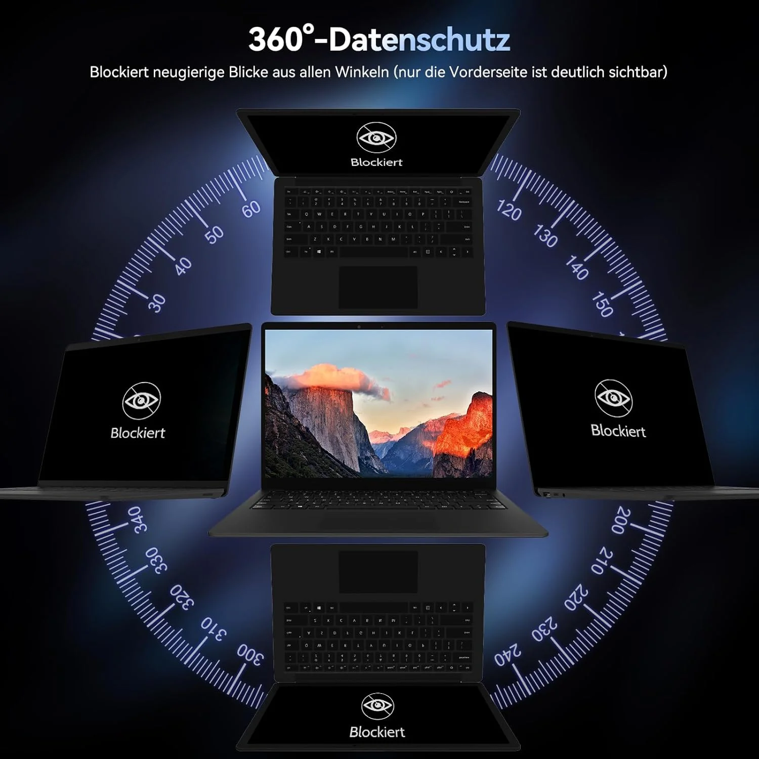 محافظ صفحه نمایش 360 درجه لپ تاپ 16 اینچ، ضد نور آبی و ضد تابش، نسبت تصویر 16:10، محافظ صفحه نمایش 4 طرفه برای لنوو/اچ پی/دل/ایسر/سامسونگ/ایسوس/توشیبا