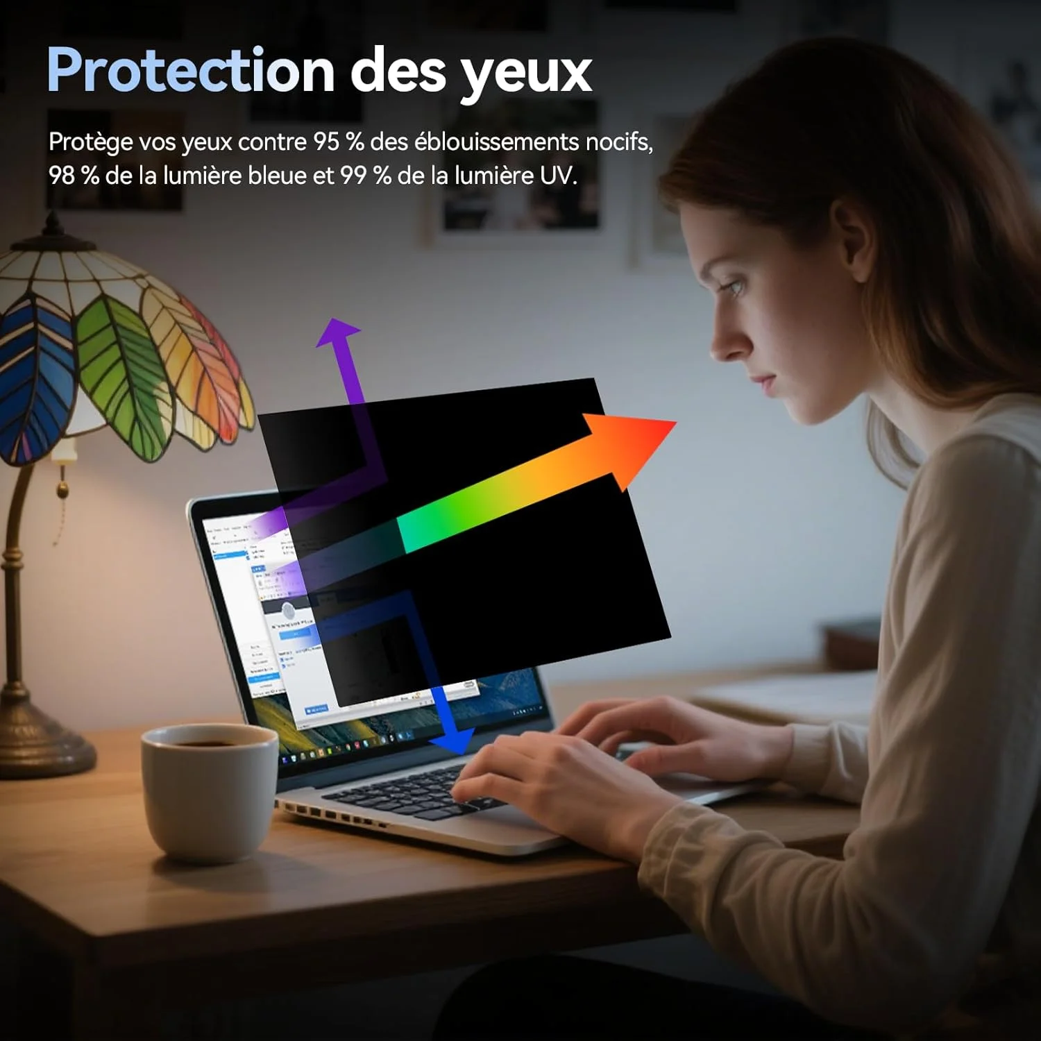 محافظ صفحه نمایش 360 درجه لپ تاپ 16 اینچ، ضد نور آبی و ضد تابش، نسبت تصویر 16:10، محافظ صفحه نمایش 4 طرفه برای لنوو/اچ پی/دل/ایسر/سامسونگ/ایسوس/توشیبا