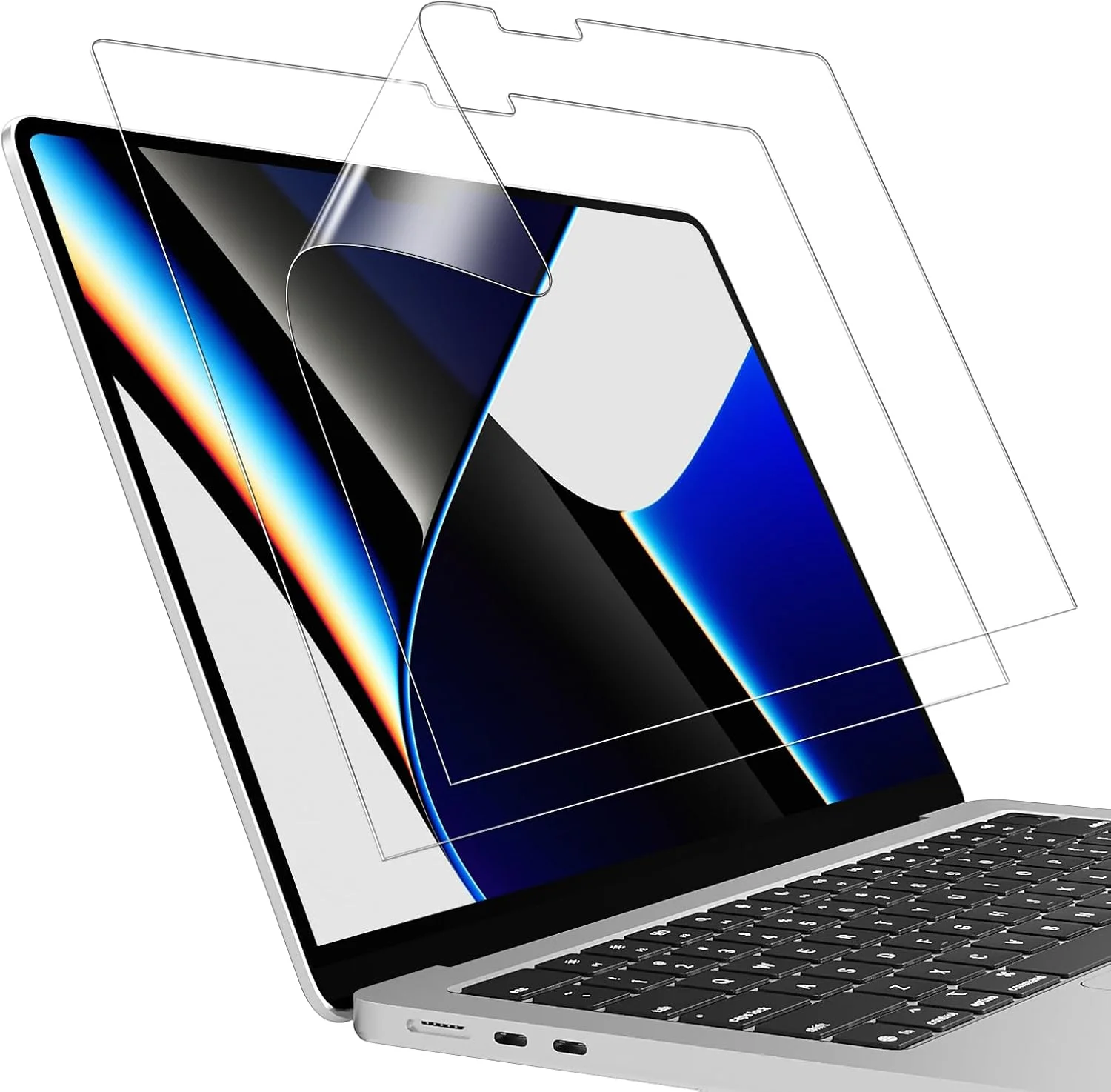 محافظ صفحه نمایش برای مک بوک پرو ۱۴ اینچ (مدل های M5 M4 M3 M2 M1) مدل های A3434 A3401 A3185 A2918 A2992 A2779 A2442 با سختی 5H، ضد خش و لوازم جانبی محافظ