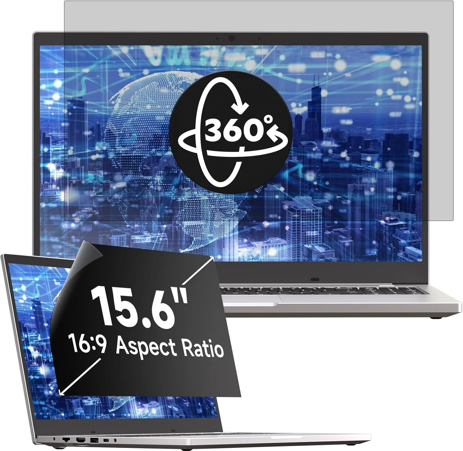 محافظ حریم خصوصی 360 درجه Mamol برای لپ تاپ 15.6 اینچی 16:9، محافظ صفحه نمایش جداشدنی، ضد نور آبی و ضد تابش نور برای لنوو، اچ پی، دل، ایسر، ایسوس، Thinkpad Envy Xps