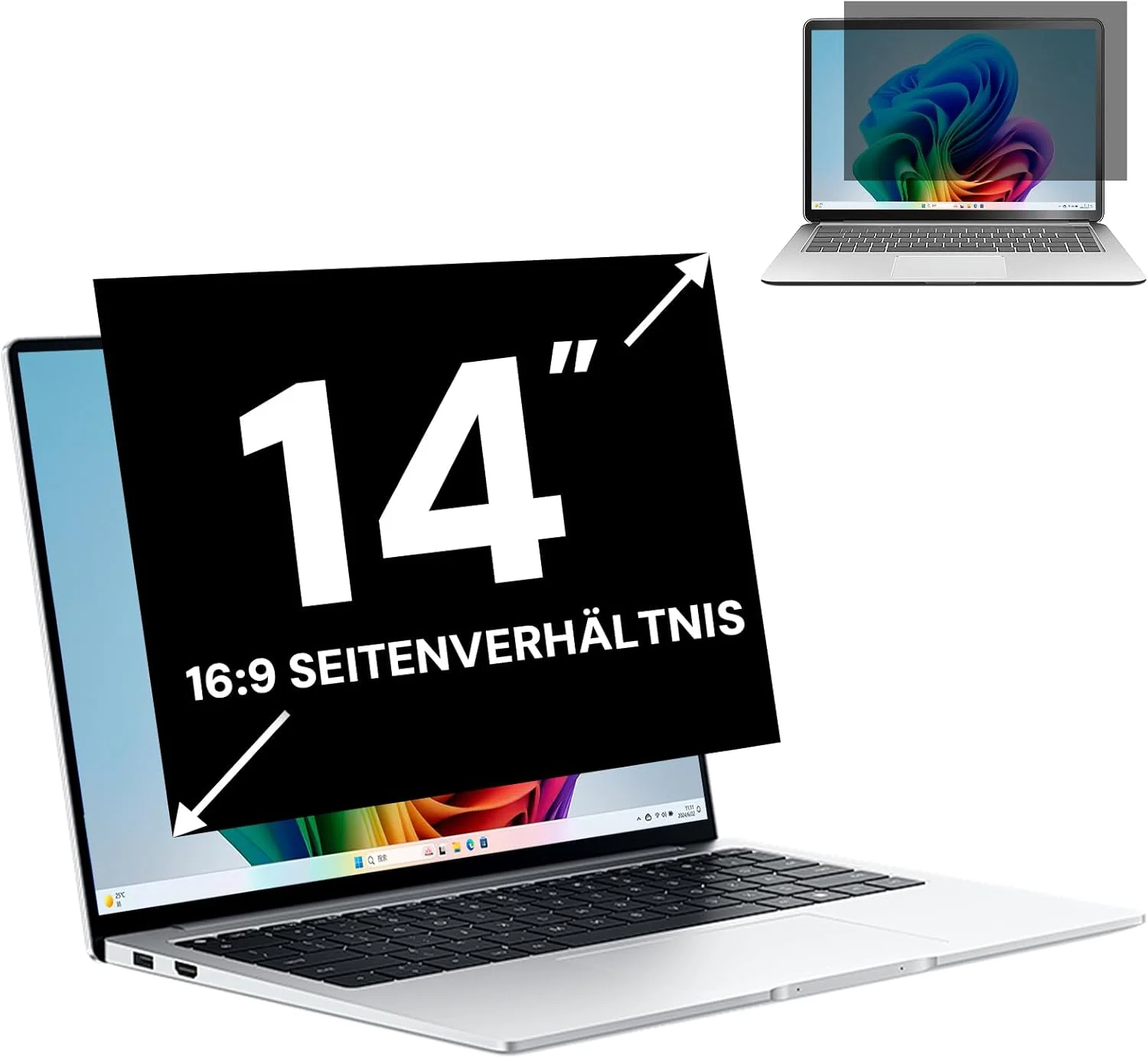 محافظ صفحه نمایش لپ تاپ 14 اینچ 16:9، فیلتر حریم خصوصی مانیتور کامپیوتر و فیلتر محافظ صفحه نمایش ضد نور آبی، محافظ صفحه نمایش 14 اینچی قابل جابجایی و محافظ ضد خش