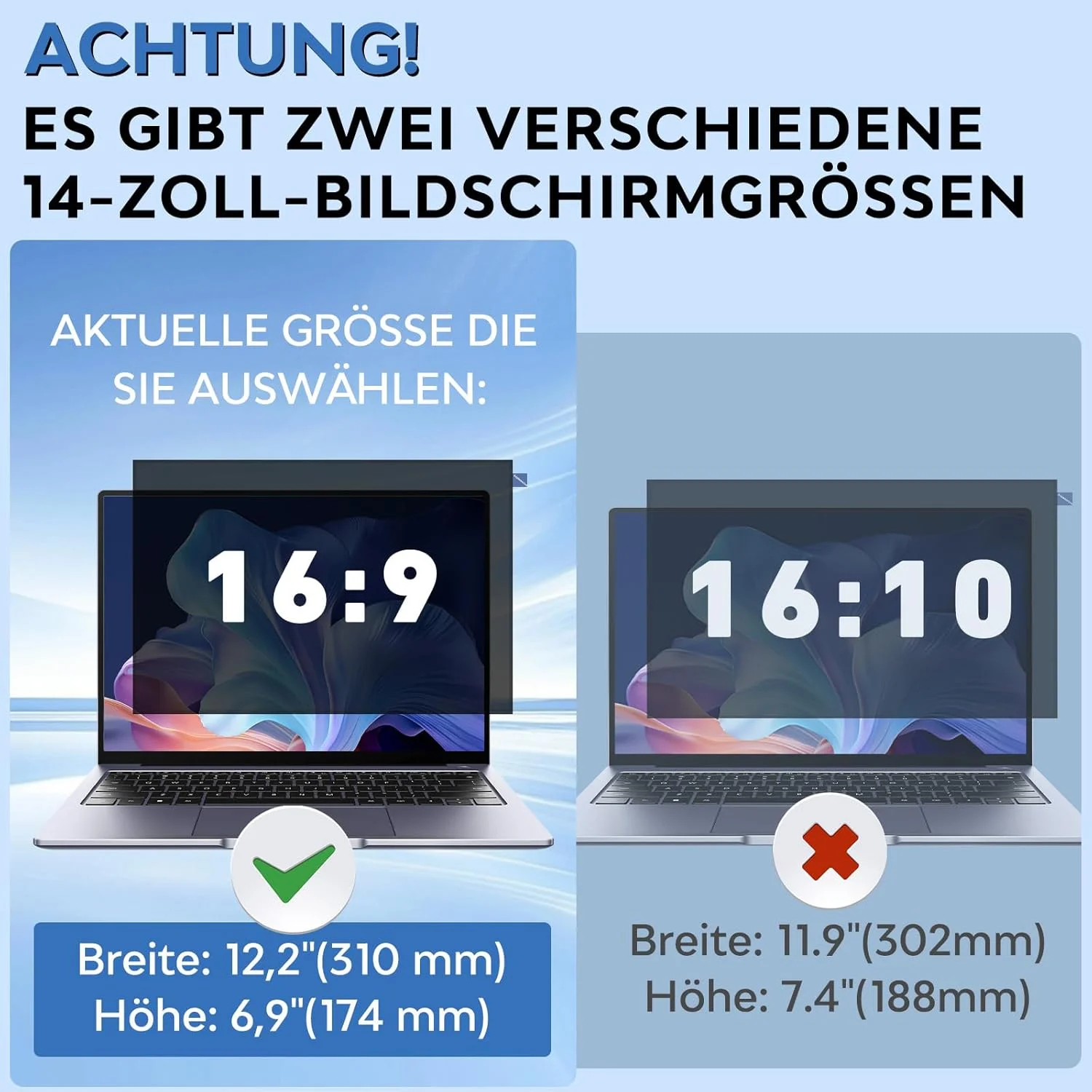 محافظ صفحه نمایش حریم خصوصی برای لپ تاپ 14 اینچی با نسبت تصویر 16:9، محافظ حریم خصوصی قابل جابجایی، ضد نور آبی و ضد تابش نور برای لنوو، اچ پی، دل، ایسر، ایسوس، تینک پد، انوی، ایکس پی اس