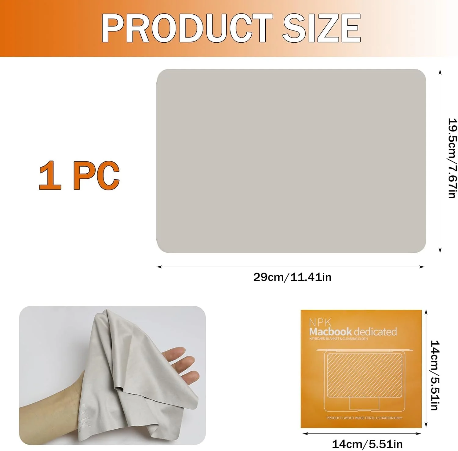 محافظ صفحه نمایش میکروفایبر Nazaz برای اِم اِی سی بوک ۱۳/۱۴ اینچ - جلوگیری از ایجاد رد صفحه کلید، تمیز کننده و محافظ، ۲۹۰ x ۱۹۵ میلی متر