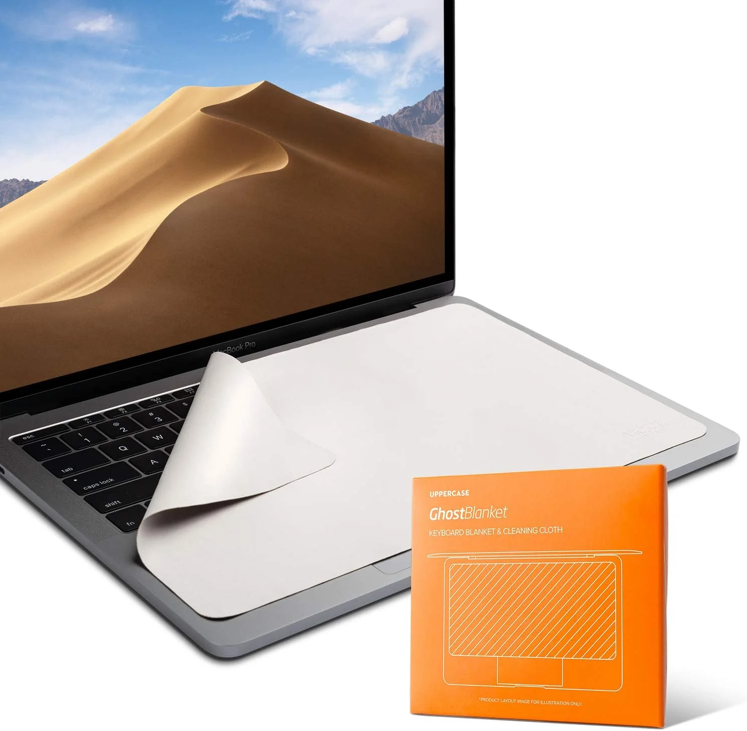 محافظ صفحه کلید و پارچه تمیز کننده میکروفایبر UPPERCASE GhostBlanket، 38.1 سانتی متر، سازگار با MacBook Pro 15 اینچ و 16 اینچ