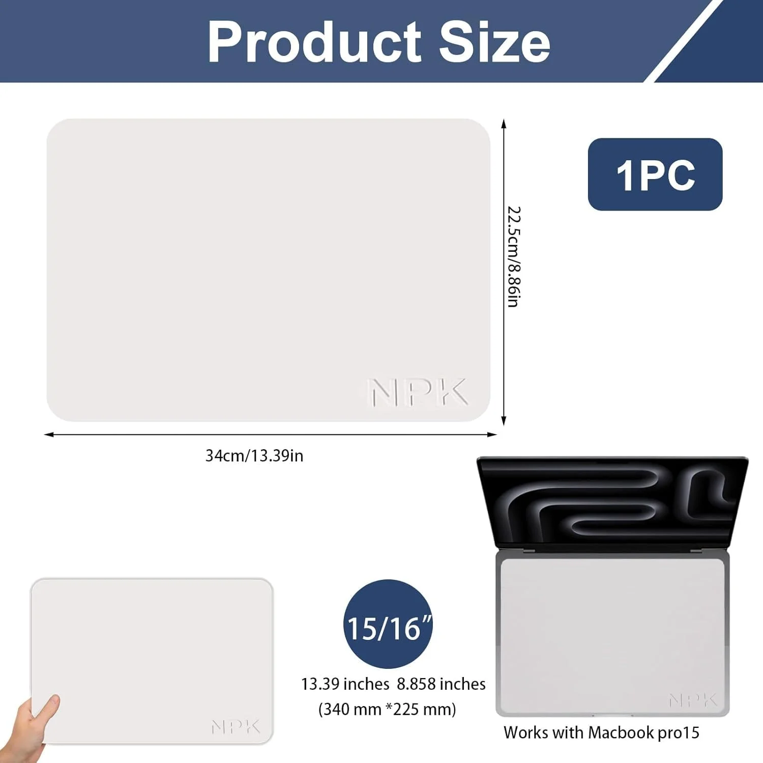 محافظ صفحه کلید و نمایشگر لپ تاپ، ست محافظتی برای صفحه کلید و نمایشگر لپ تاپ – پارچه تمیز کننده میکروفایبر (34 x 22.5 سانتی متر) برای مک بوک پرو 15 اینچ و 16 اینچ، دل XPS، اچ پی Envy و غیره
