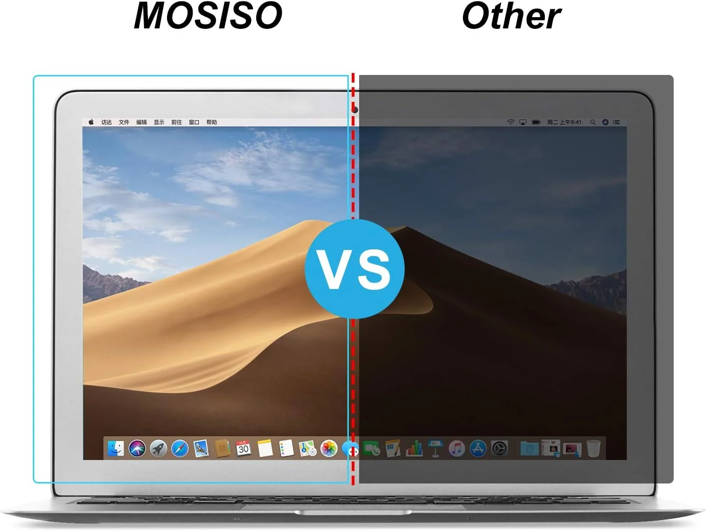 محافظ صفحه نمایش 2 عددی MOSISO سازگار با مک بوک ایر 13 اینچ A1466 A1369 مدل های 2010-2017، مات، مسدود کننده نور آبی، محافظت از چشم در برابر اشعه ماوراء بنفش، فیلم فیلتر صفحه نمایش لپ تاپ، شفاف