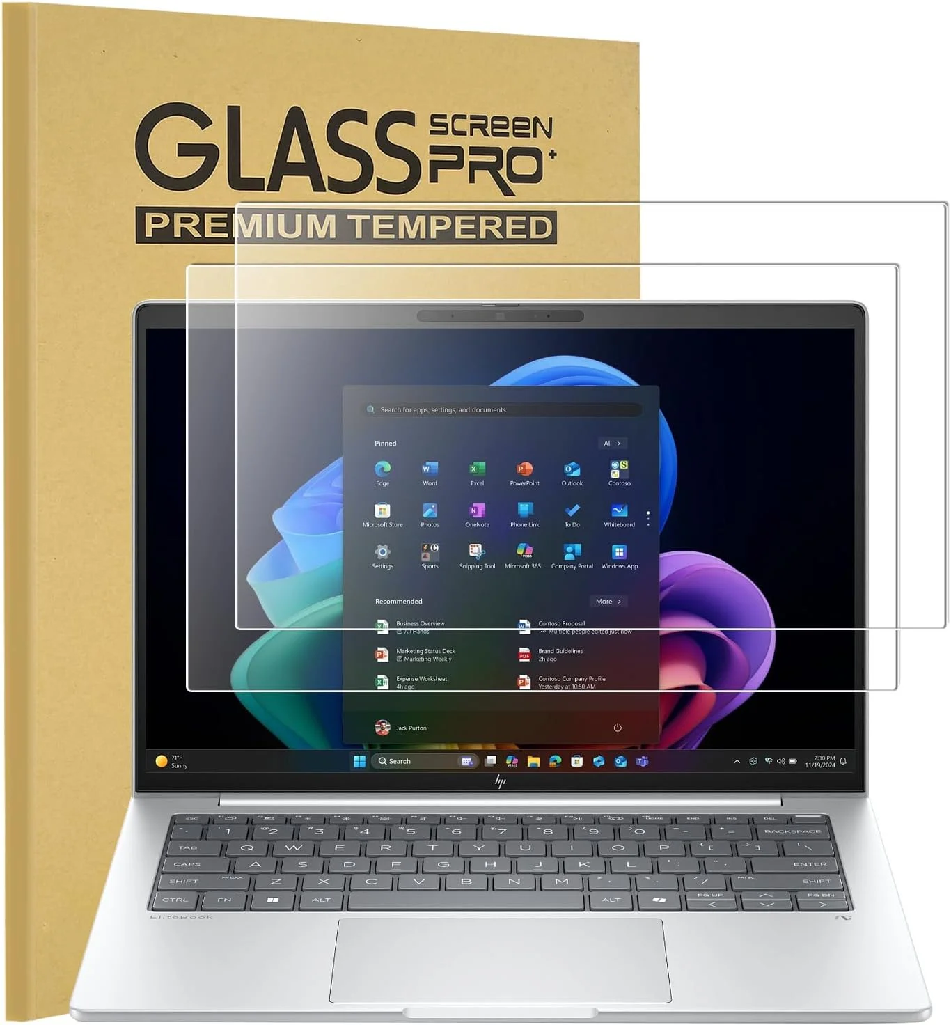 محافظ صفحه نمایش شیشه ای حرارت دیده با سختی 9H برای لپ تاپ های HP OmniBook 5 14-he0000 مدل 2025، HP EliteBook 8 & 6 G1a/G1i/G1q، HP ProBook 4 G1q/G1i/G1a، HP ZBook 8 G1i/G1a، HP OMEN Transcend 14 اینچی (2 عدد)