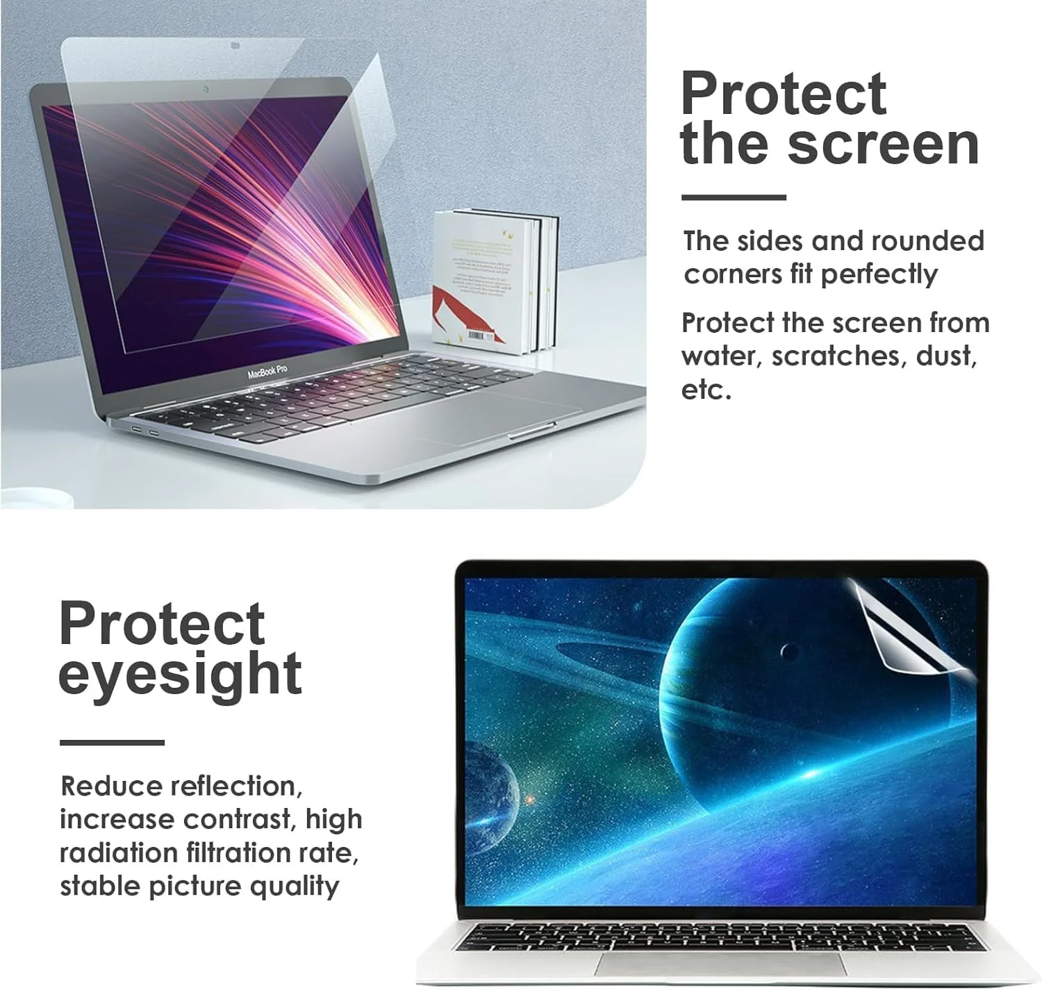 بسته 3 عددی محافظ صفحه نمایش شفاف برای مک بوک ایر 13 اینچ مدل های 2018-2021 با تراشه M1 A2337 A2179 A1932 و مک بوک پرو 13 اینچ مدل های 2016-2022 با تراشه M1 M2 A2889 A2251 A2338 A2159 A1706 A1708