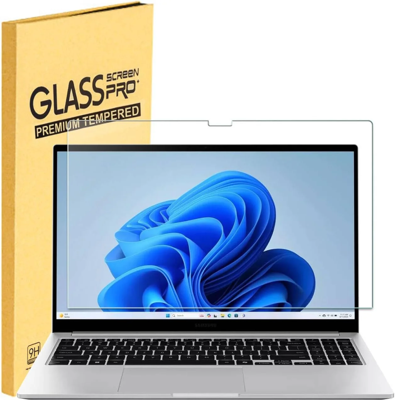 محافظ صفحه نمایش شیشه ای تمپرد MUBUY-GOL برای لپ تاپ 15.6 اینچی Samsung Galaxy Book5 360، Galaxy Book4 360 15.6، Galaxy Book4 15.6 اینچ، ضد خش با سختی 9H، ضد اثر انگشت