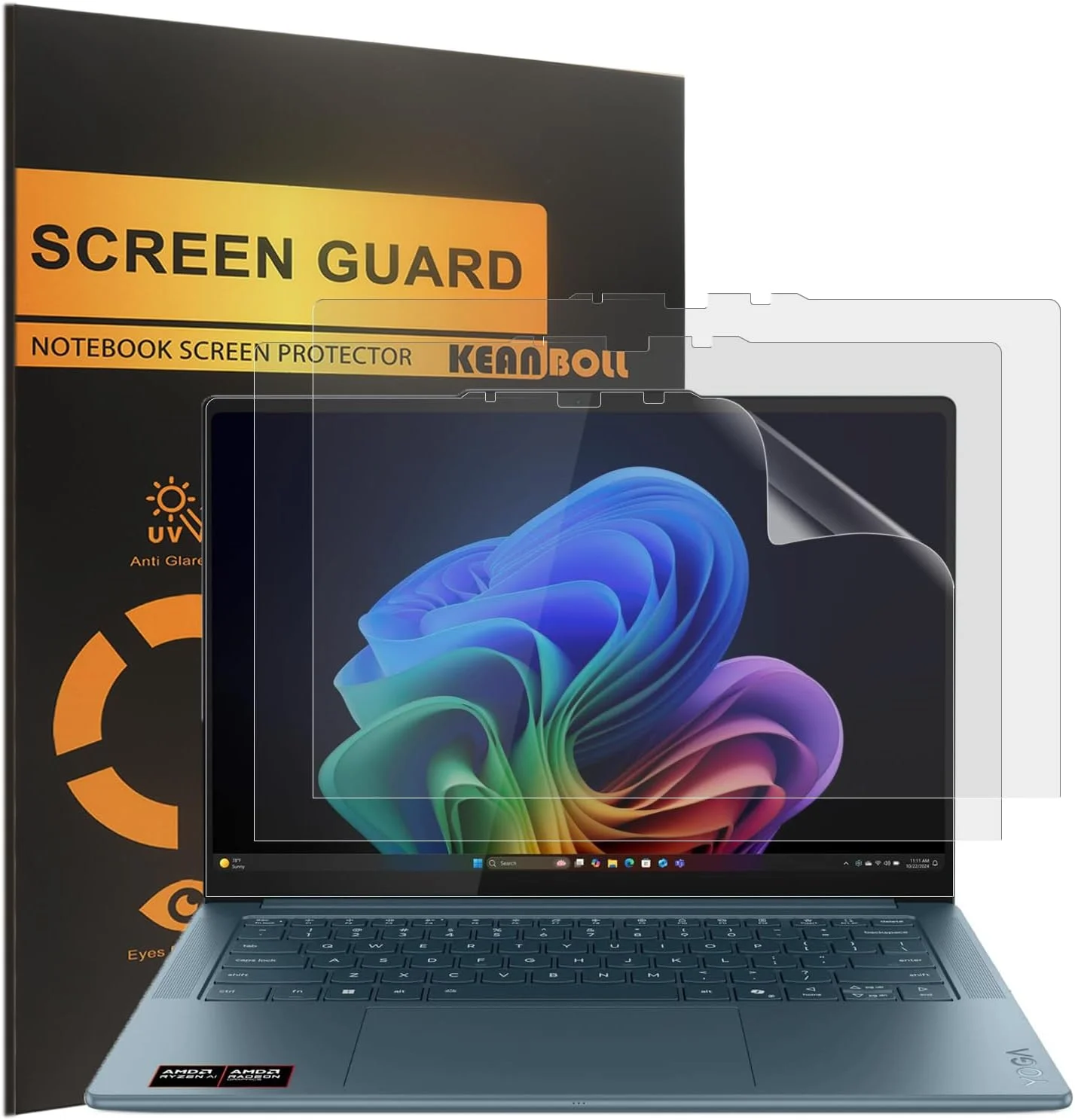 محافظ صفحه نمایش 3 عددی طراحی شده برای لپ تاپ های 2025 New Lenovo Yoga Pro 7 و Yoga Pro 7i Aura Edition 14.5 اینچی (مدل های 14AKP10 14ASP10 14IAH10 / 83KG 83LX 83KF)، ضد انعکاس نور و ضد اثر انگشت (مات)