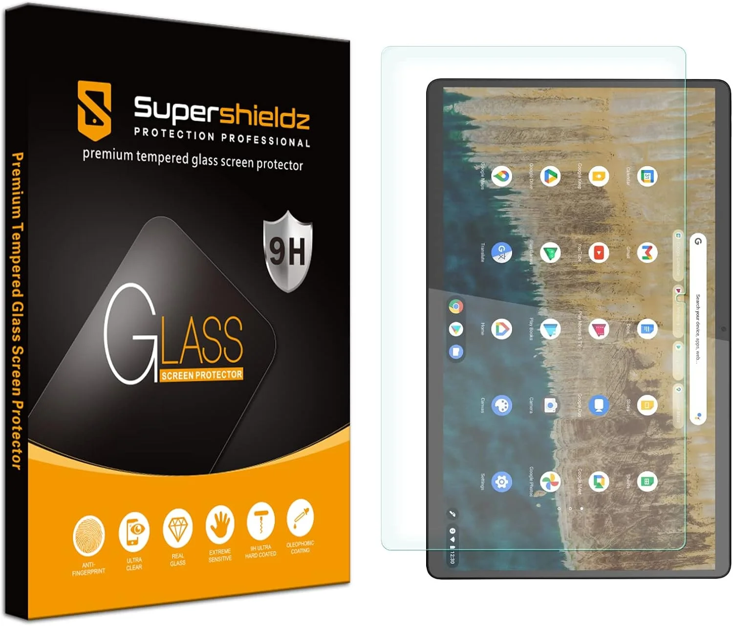 محافظ صفحه نمایش شیشه ای حرارت دیده Supershieldz طراحی شده برای Lenovo Chromebook Duet 5 (13.3 اینچ)، ضد خش، بدون حباب