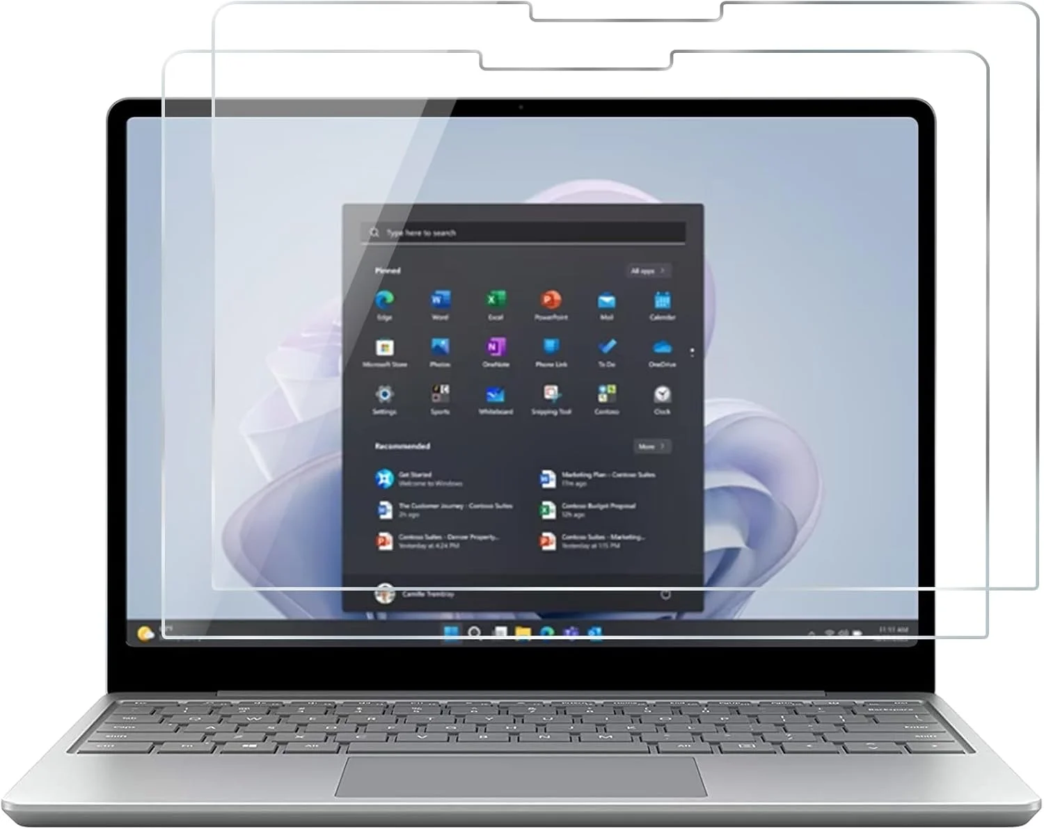 محافظ صفحه نمایش شیشه ای حرارت دیده پروکیس، بسته 2 عددی، برای مایکروسافت سرفیس لپ تاپ Go 3/2/1 12.4 اینچ، محافظ صفحه نمایش فوق العاده شفاف HD برای سرفیس لپ تاپ Go 2023/2022/2020 12.4 اینچ