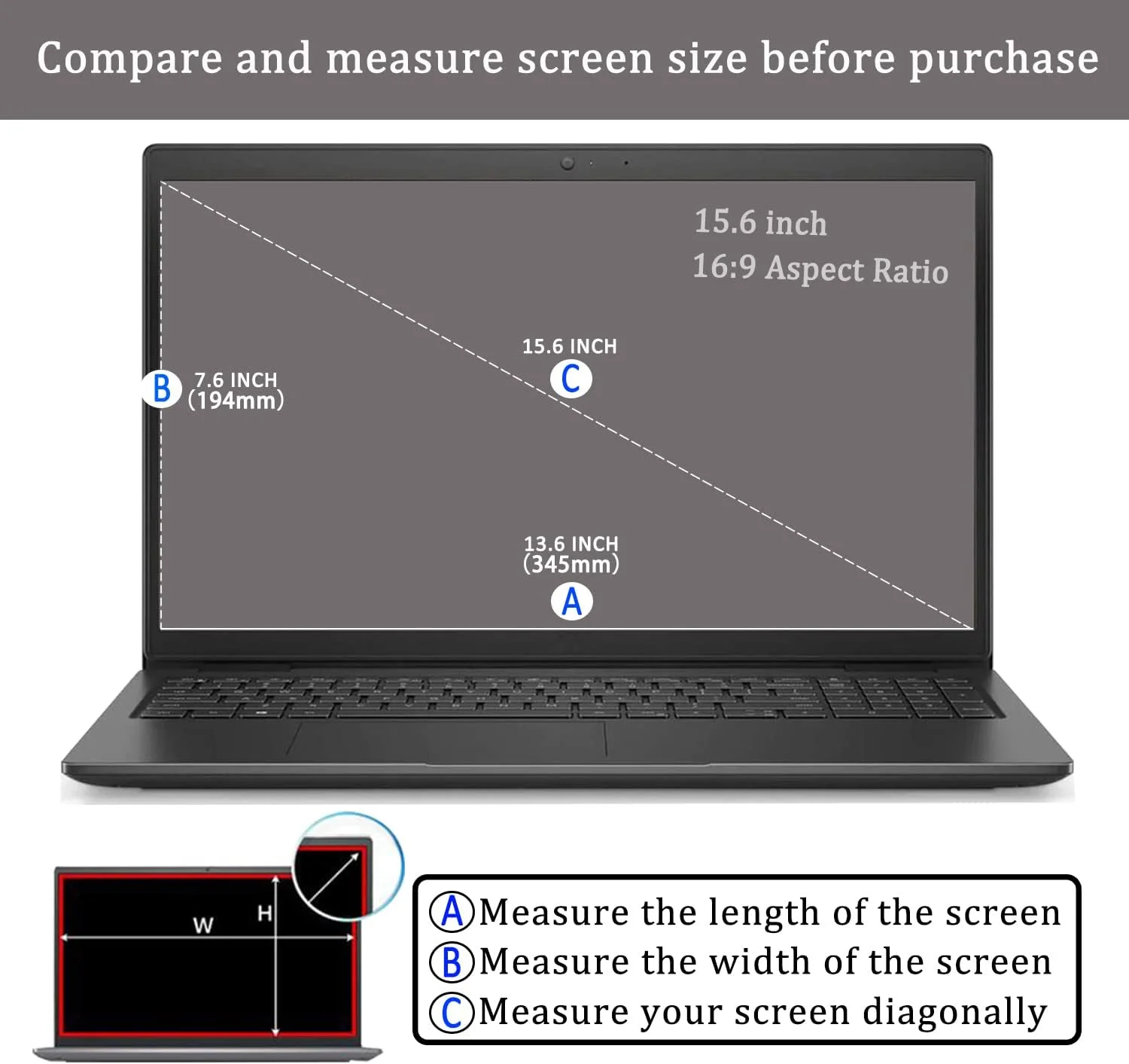 محافظ صفحه نمایش شیشه ای حرارت دیده 15.6 اینچی ضد نور آبی برای لپ تاپ های 15.6 اینچی HP/Dell/Acer/ASUS/Samsung/Lenovo/Samsung/MSI/LG با نسبت تصویر 16:9، محافظ صفحه نمایش محافظ چشم، سختی 9H، Ultra HD