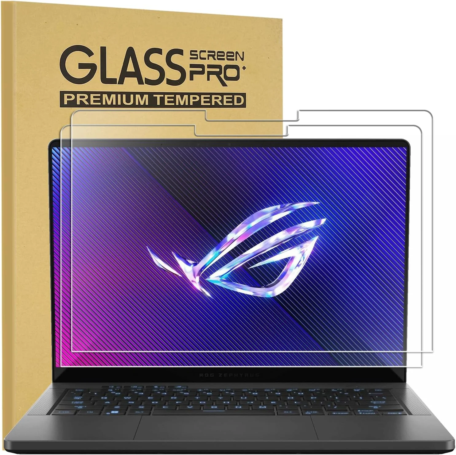 محافظ صفحه نمایش شیشه ای حرارت دیده KEANBOLL بسته 2 عددی برای لپ تاپ گیمینگ ASUS ROG Zephyrus G14 GA403 14 اینچی، سختی 9H، فوق العاده شفاف، ضد خش (فقط مناسب مدل 2024-2025!)