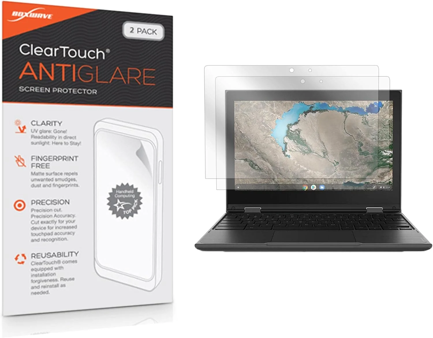 محافظ صفحه نمایش BoxWave سازگار با Lenovo 300e Chromebook نسل دوم (11.6 اینچ) - ClearTouch ضد انعکاس نور (2 عددی)، فیلم مات ضد اثر انگشت