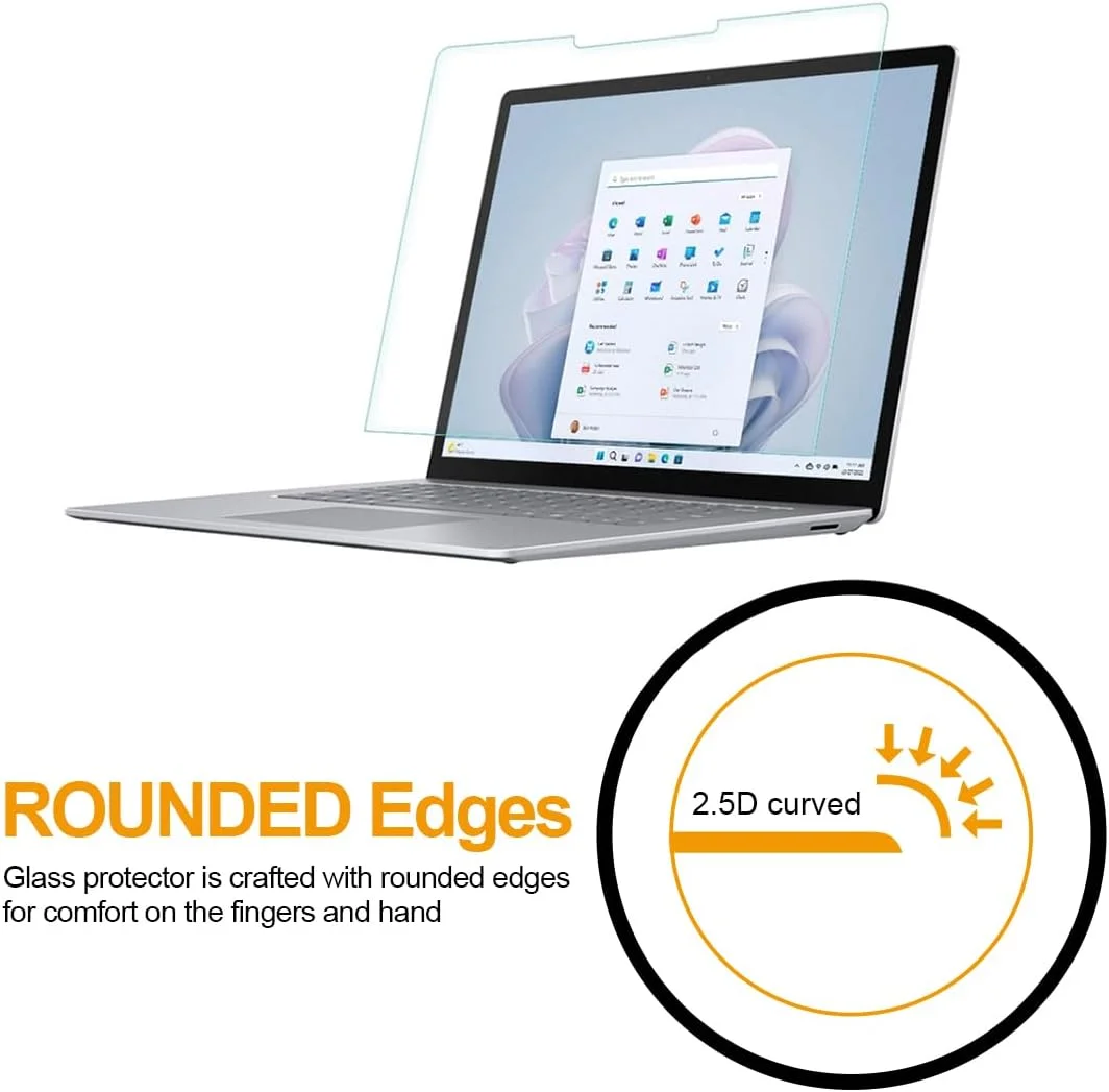 محافظ صفحه نمایش شیشه ای حرارت دیده Supershieldz طراحی شده برای لپ تاپ های مایکروسافت Surface Laptop 6/5/4/3 (15 اینچ)، ضد خش و بدون حباب