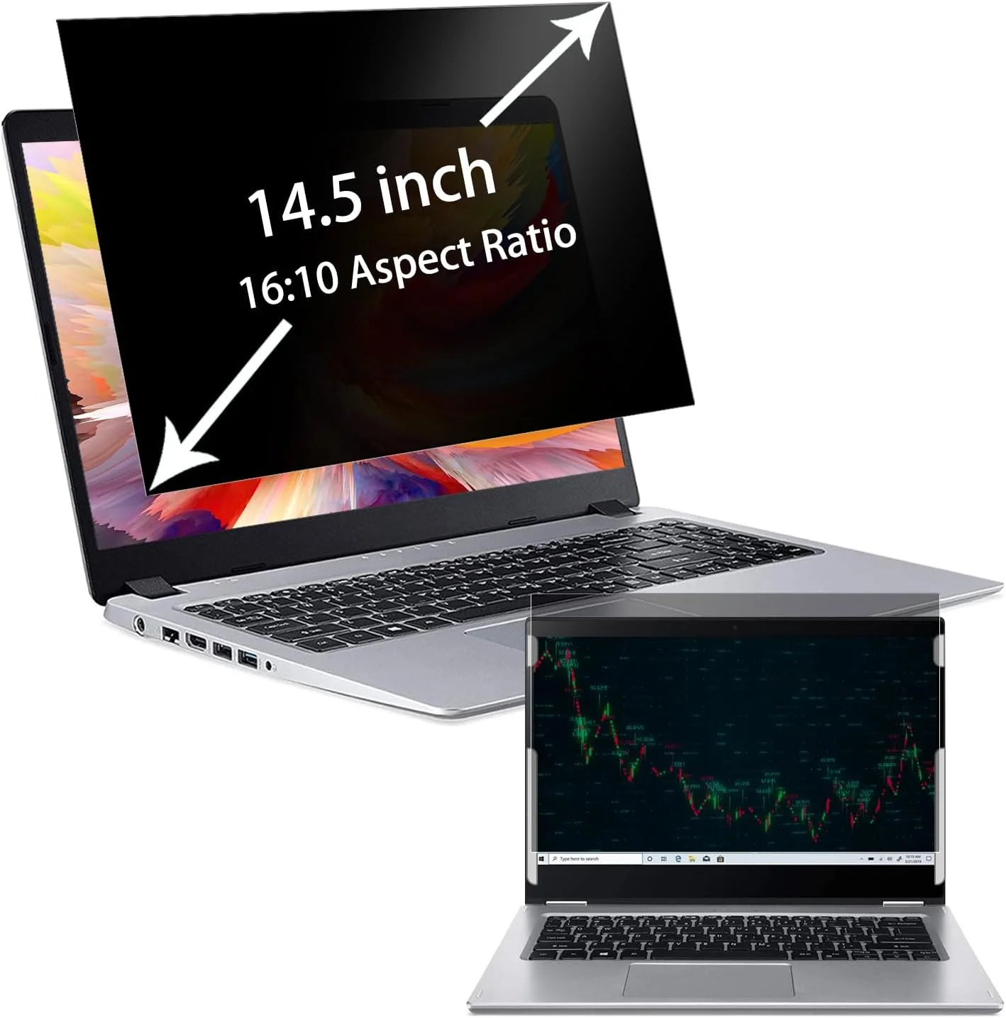 فیلتر محافظ حریم خصوصی لپ تاپ 14.5 اینچی MUBUY-GOL برای لپ تاپ های اچ پی/دل/ایسر/سامسونگ/ایسوس/تینک پد، نسبت تصویر 16:10، محافظ صفحه نمایش لپ تاپ ضد نور آبی و ضد تابش (12 5/16 x 7 11/16 اینچ)