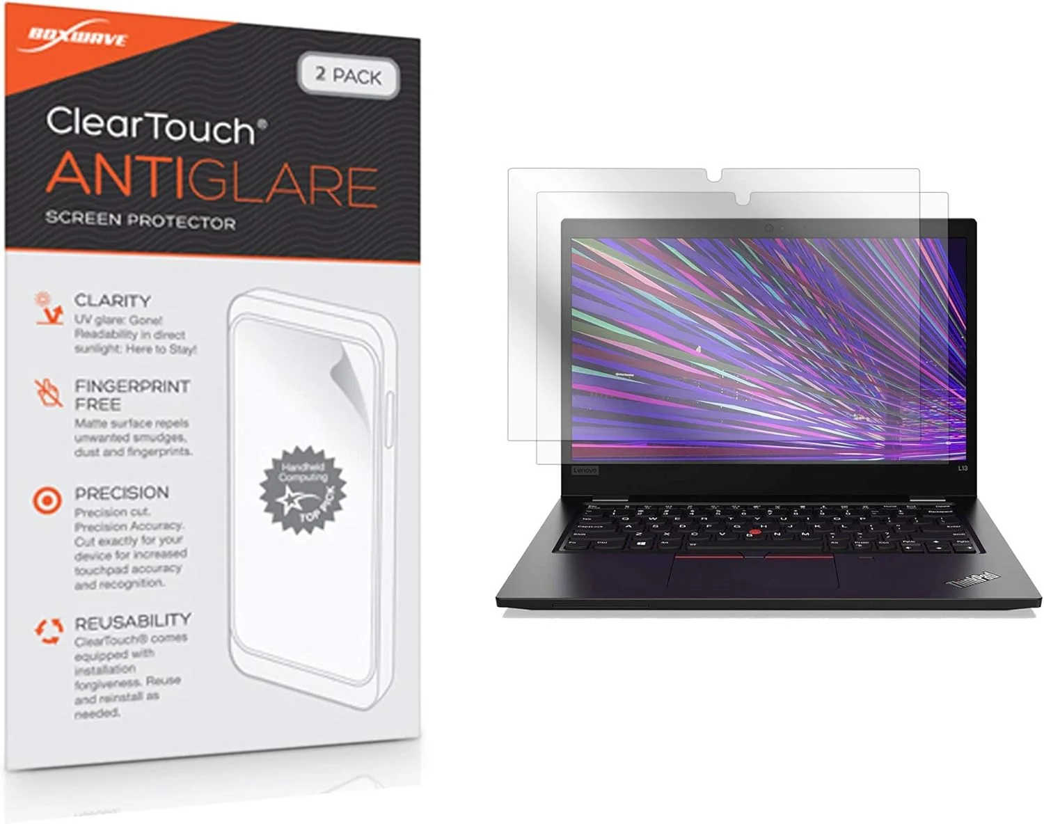 محافظ صفحه نمایش BoxWave سازگار با Lenovo ThinkPad L13 Yoga 2-in-1 Gen 2 (13.3 اینچ) - ClearTouch Anti-Glare (بسته 2 عددی)، فیلم مات ضد اثر انگشت