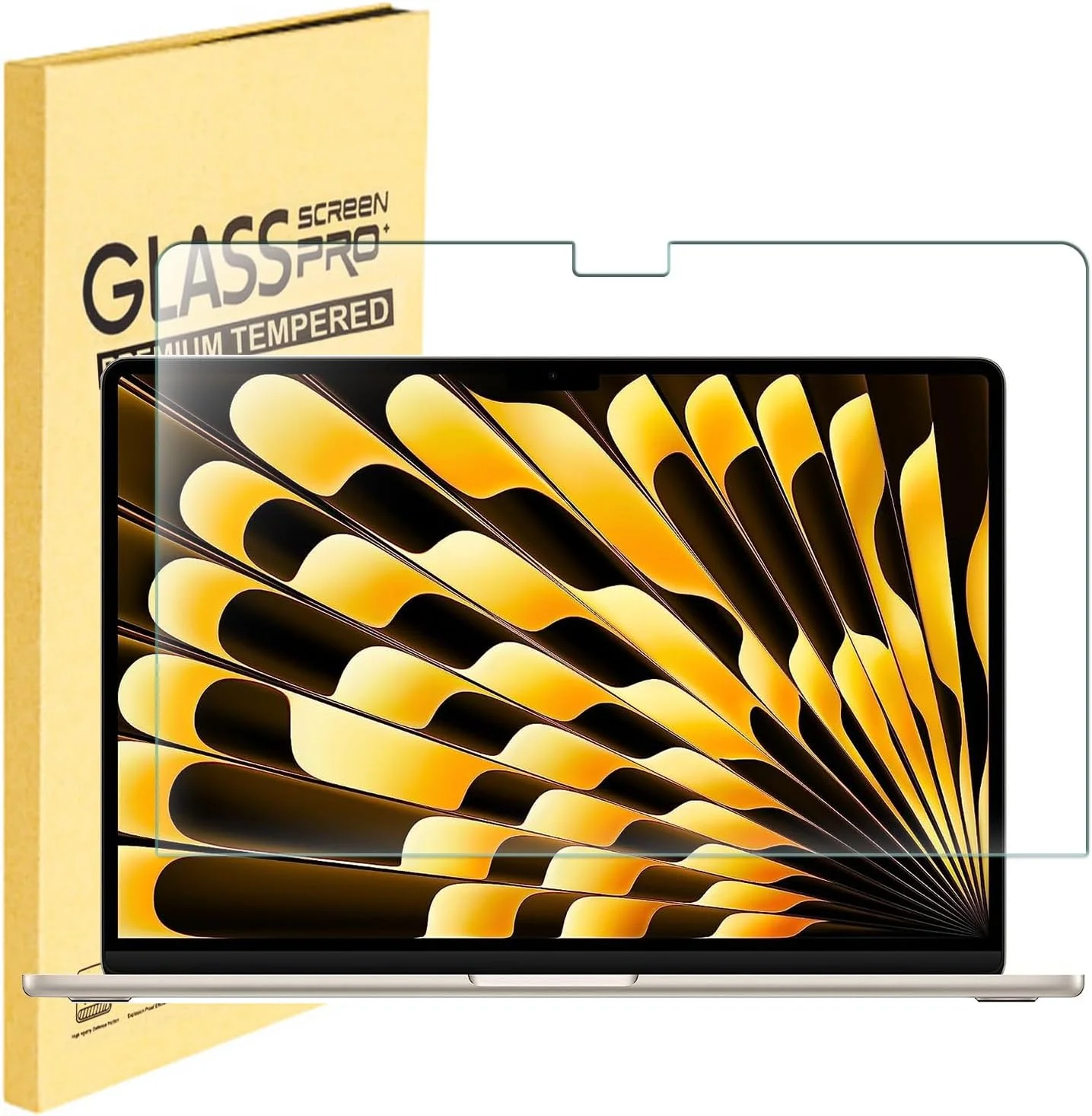 محافظ صفحه نمایش شیشه ای حرارت دیده برای مک بوک ایر 15.3 اینچی با تراشه M4 M3 M2 و Touch ID (A3241 A3114 A2941) محافظ صفحه نمایش برای لپ تاپ 15 اینچی مک بوک ایر 2025-2023 [سختی 9H] [بدون حباب]