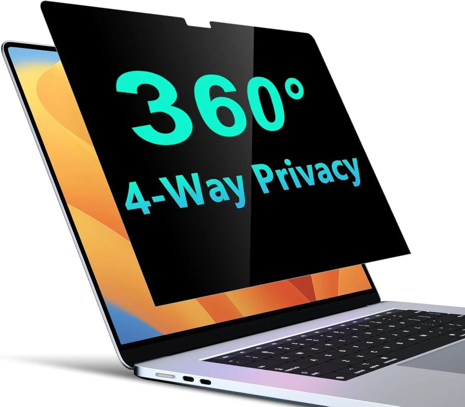 محافظ حریم خصوصی 4 طرفه PYS برای مک بوک ایر 15.3 اینچی (2025-2023، M4/M3/M2) - فیلتر ضد جاسوسی 360 درجه، محافظ مات ضد تابش نور، فیلم ضد خش، محافظ حریم خصوصی صفحه نمایش لپ تاپ