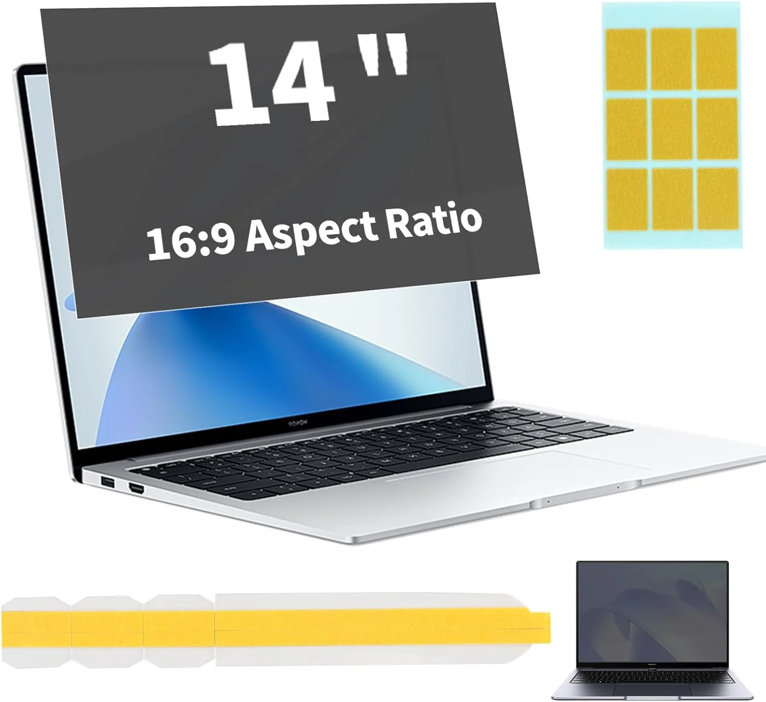 محافظ صفحه نمایش حریم خصوصی لپ تاپ 14 اینچی، قابل جابجایی، ضد نور آبی و ضد خش با نسبت تصویر 16:9 برای لپ تاپ 14 اینچی