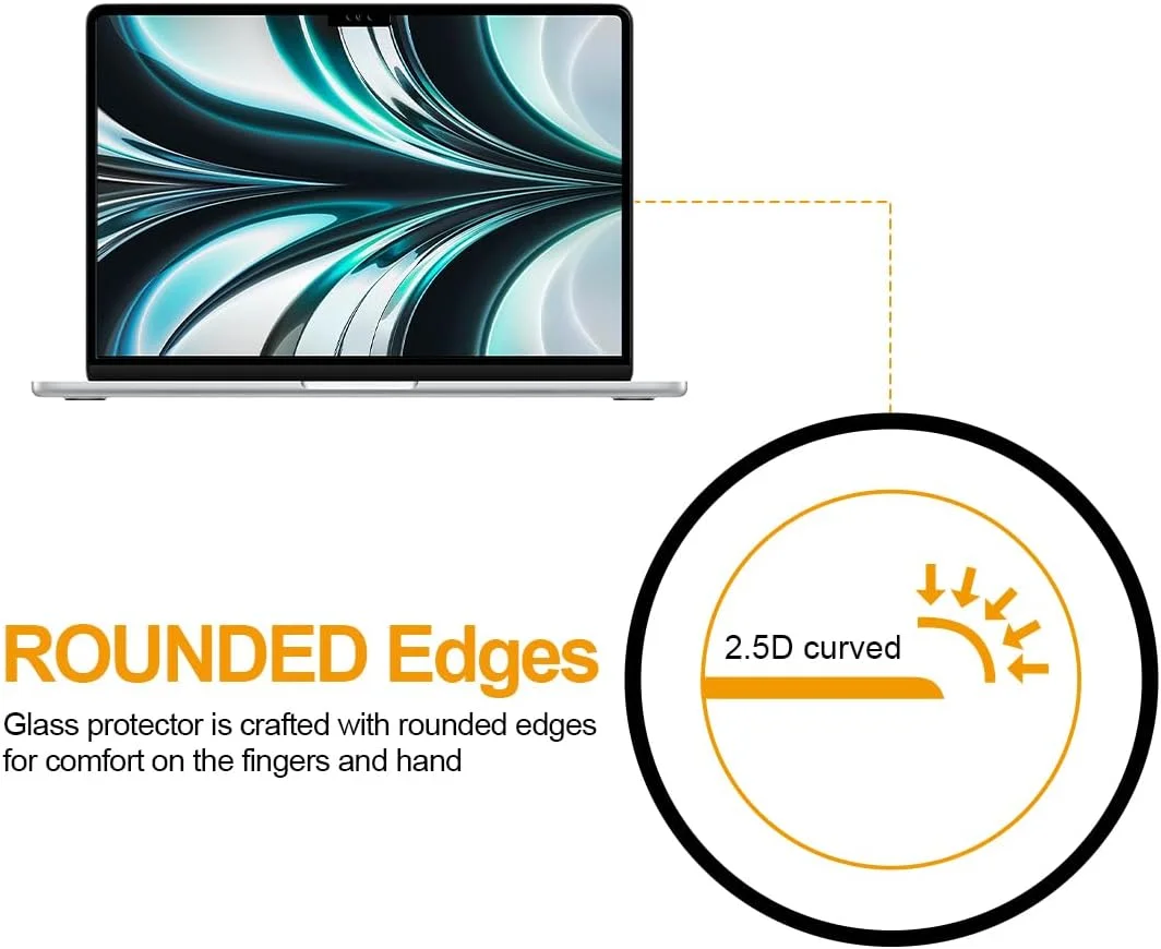 محافظ صفحه نمایش شیشه ای حرارت دیده Supershieldz طراحی شده برای مک بوک ایر 13.6 اینچی (تراشه M4/M3/M2، 2022-2025)، ضد خش، بدون حباب