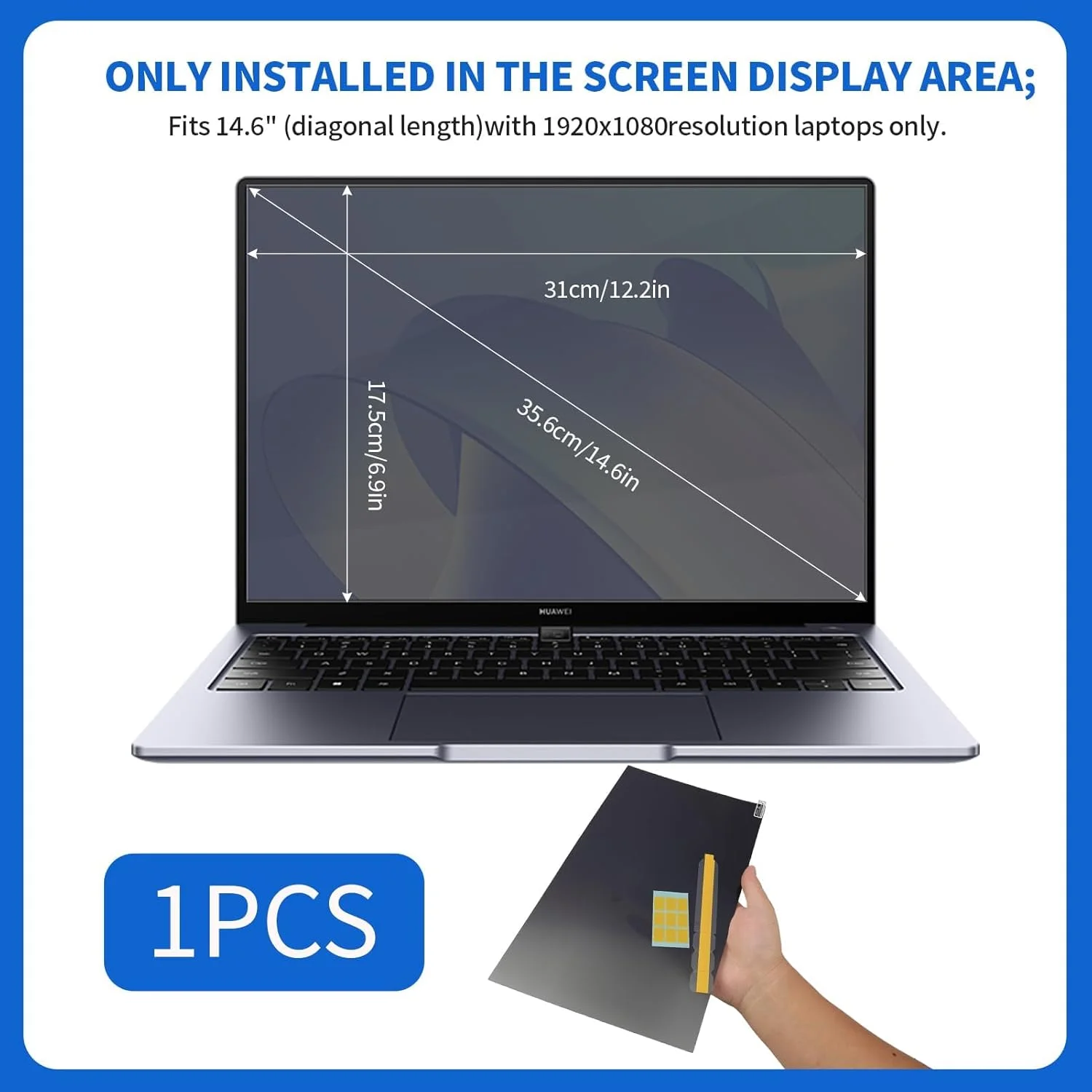 محافظ صفحه نمایش حریم خصوصی لپ تاپ 14 اینچی، قابل جابجایی، ضد نور آبی و ضد خش با نسبت تصویر 16:9 برای لپ تاپ 14 اینچی