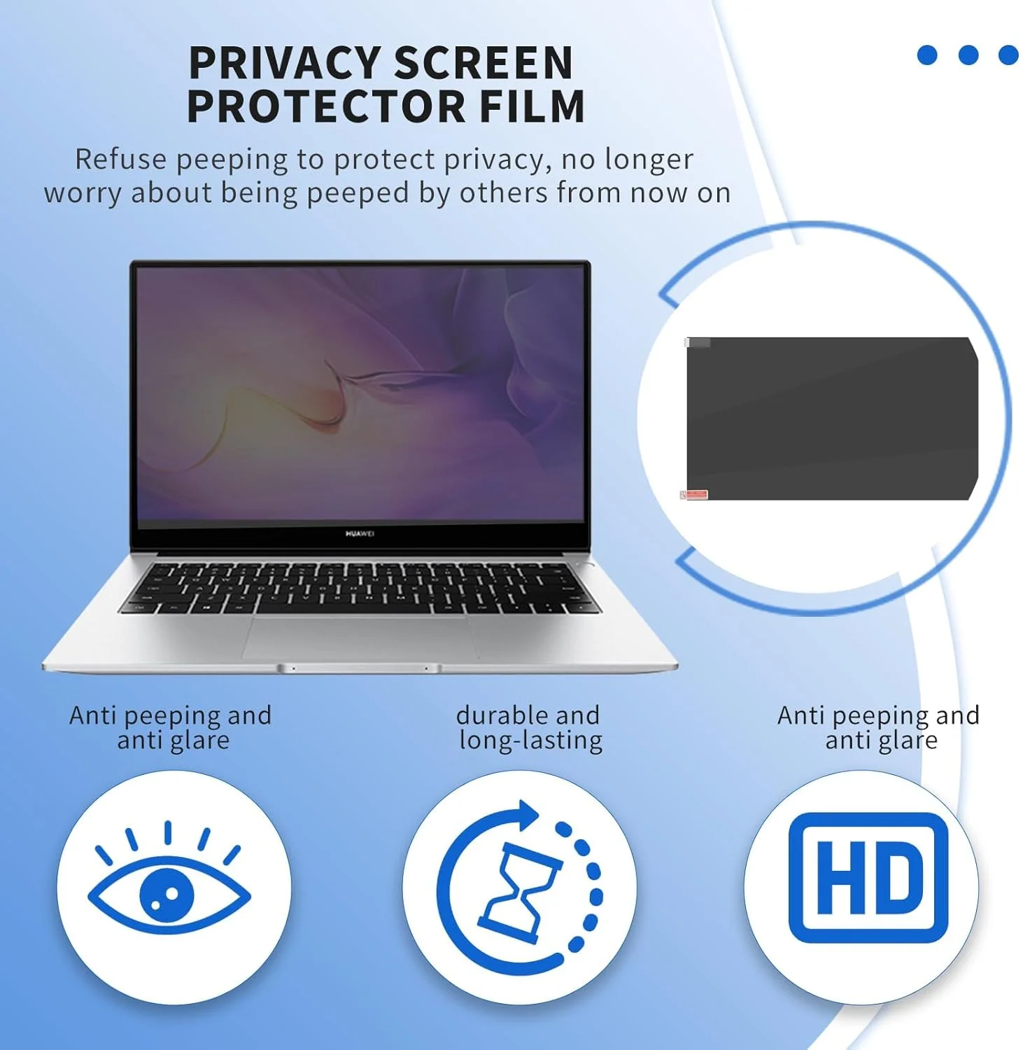 محافظ صفحه نمایش حریم خصوصی لپ تاپ 14 اینچی، قابل جابجایی، ضد نور آبی و ضد خش با نسبت تصویر 16:9 برای لپ تاپ 14 اینچی