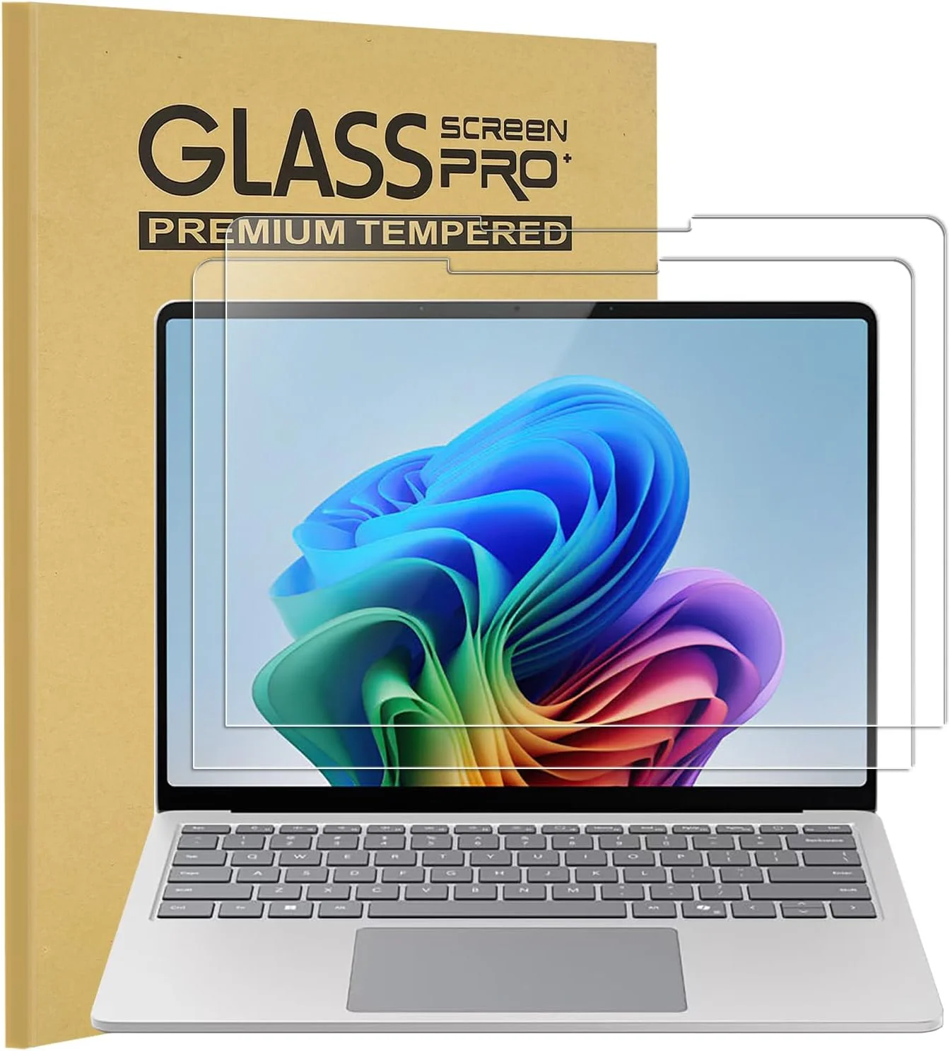 محافظ صفحه نمایش شیشه ای حرارت دیده KEANBOLL بسته 2 عددی برای لپ تاپ 7 مایکروسافت سرفیس 13.8 اینچی 2024 | سختی 9H، ضد خش، Ultra HD و پشتیبانی از قلم سرفیس