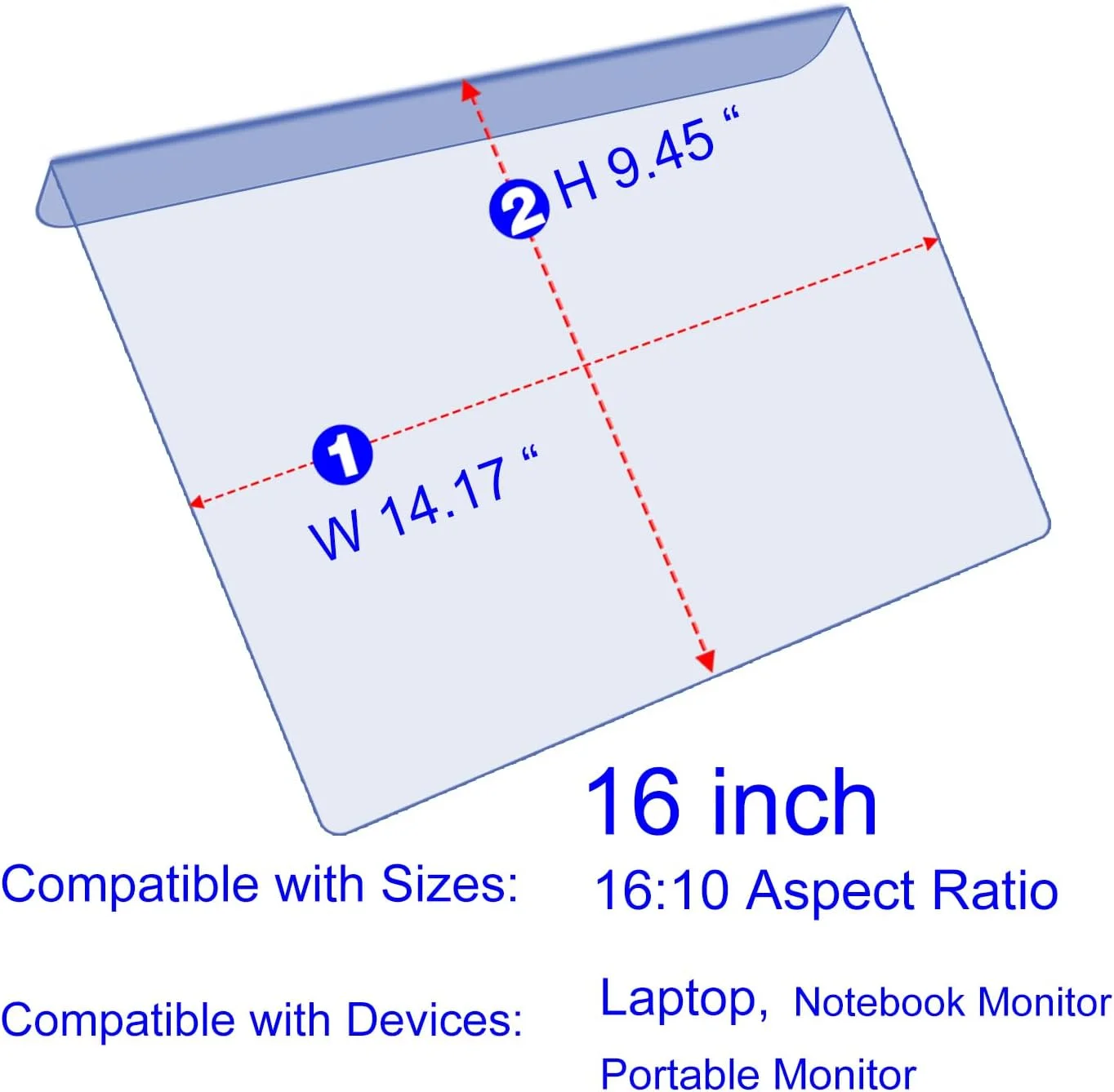 محافظ صفحه نمایش ضد نور آبی برای لپ تاپ، نوت بوک، مانیتور و نمایشگرهای قابل حمل 16 اینچی - محافظت از چشم در برابر اشعه ماوراء بنفش - نوع آویز قاب لپ تاپ عریض (عرض 36 سانتی متر در ارتفاع 24 سانتی متر)