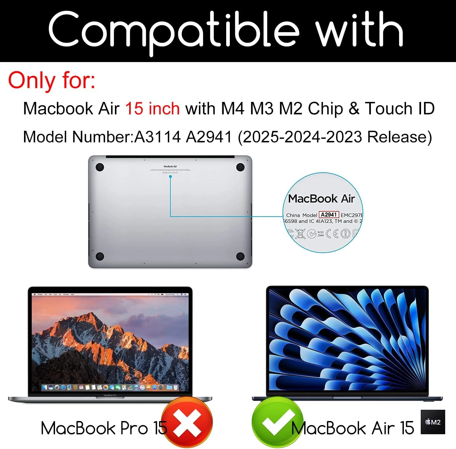 محافظ صفحه نمایش شیشه ای حرارت دیده KEANBOLL، بسته 2 عددی، برای لپ تاپ جدید Apple MacBook Air 15 اینچی (مدل: A3241 A3114 A2941) 2025-2024-2023 با تراشه M4 M3 M2، لپ تاپ 15.3 اینچی، سختی 9H، مقاوم در برابر خراش